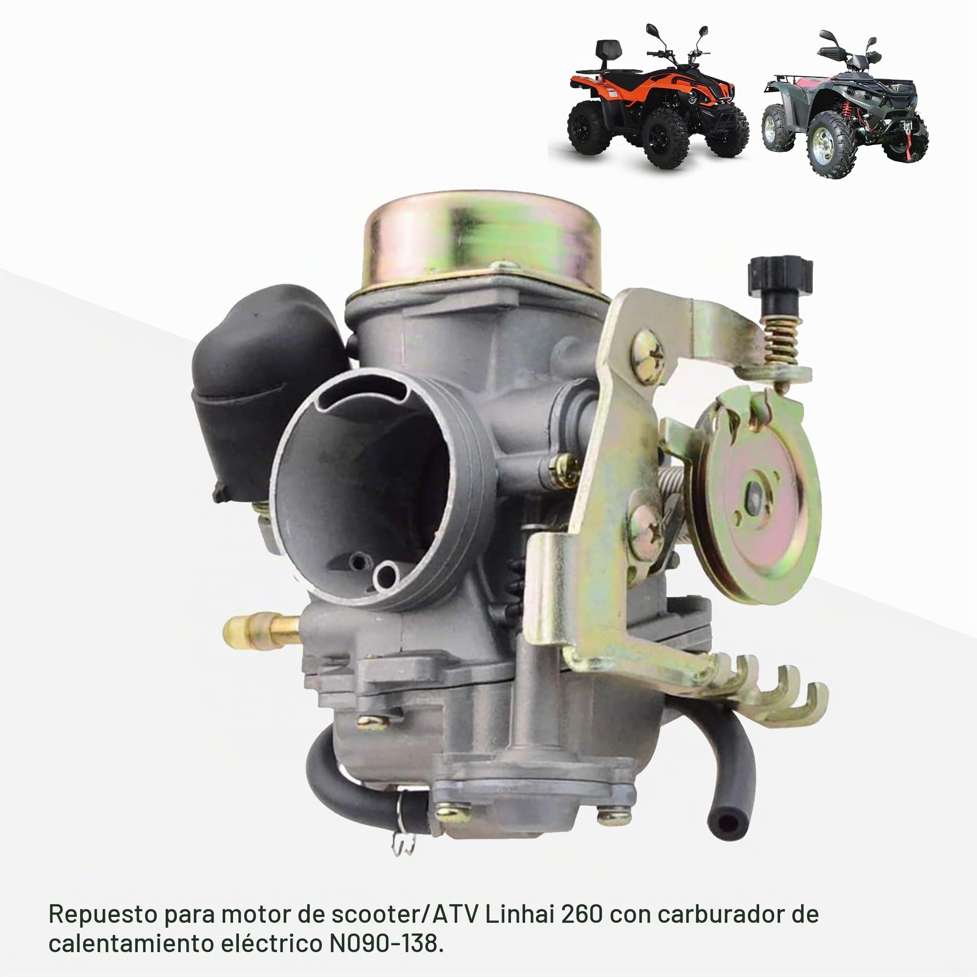 GOOFIT Carburador Moto 30mm PD30J con Electrónico de Acelerador reemplazo para Linhai 260 Motor Ciclomotor y Scooter Pit Bike ATV Quad Plata
