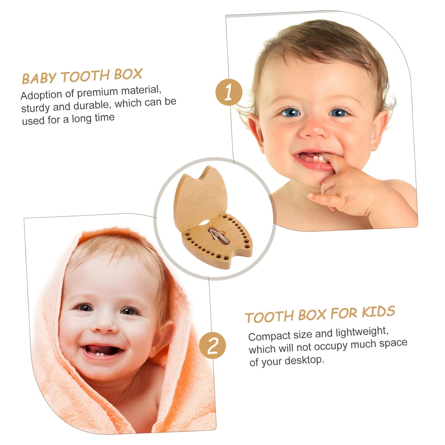 BESTonZON Tooth Keepsake Box Wooden Tooth Storage for Boys Girls for Childhood Memories Keepsake Storage image 3