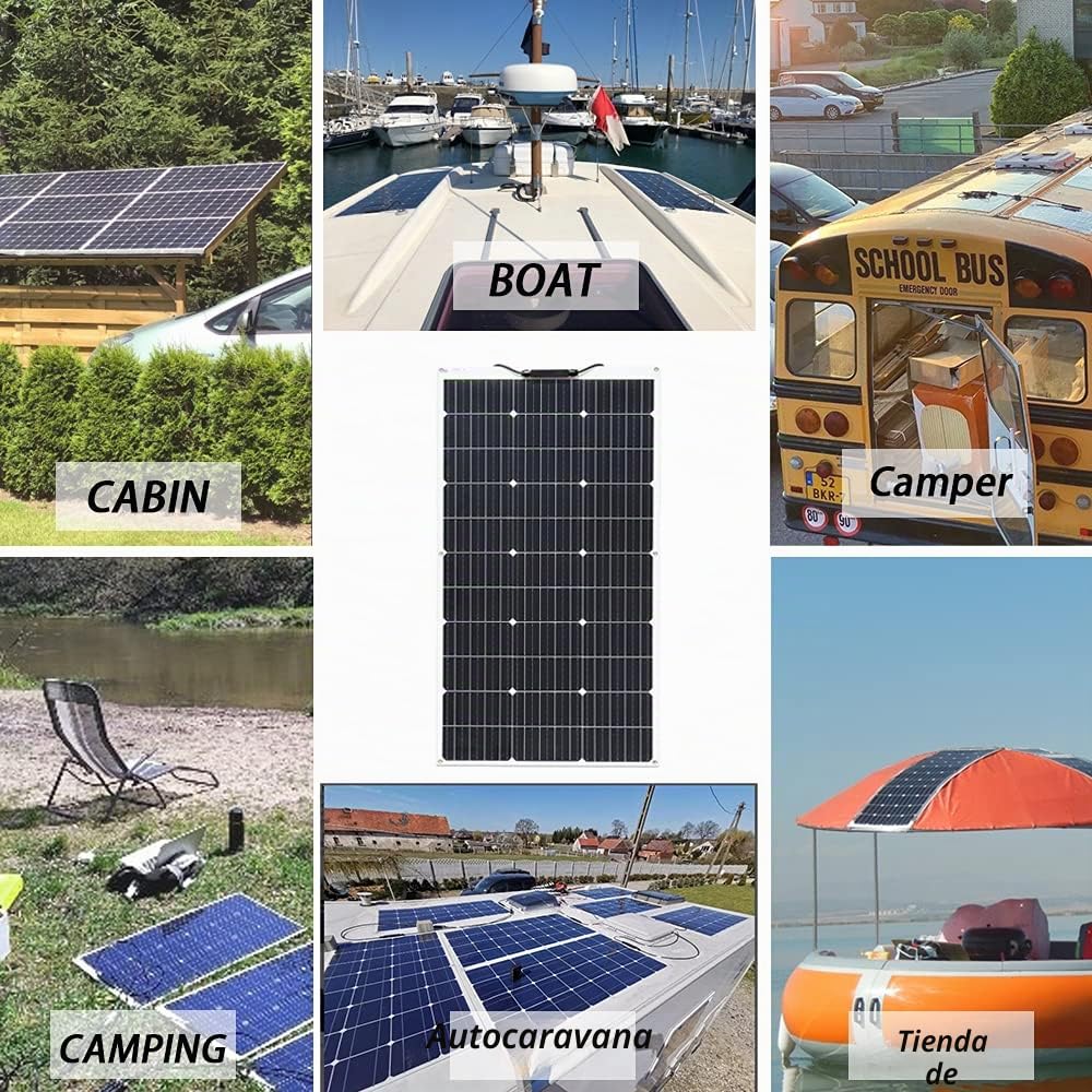 XINPUGUANG 200w Panel Solar Kit 2pcs 100W Flexible Fotovoltio Módulo Mono PERC 20A Controlador para autocaravana, barco, automóvil, caravana, carga de batería de 12v (200)
