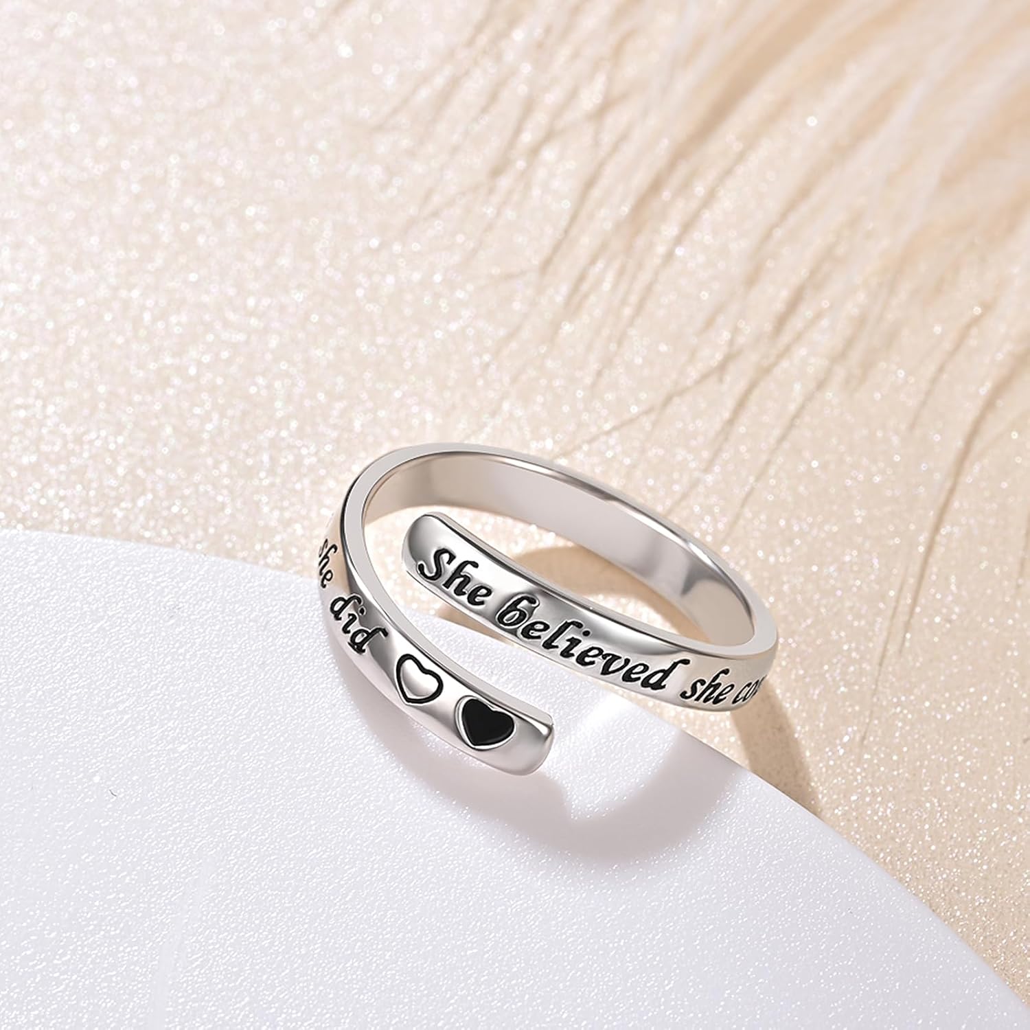 Silver Adjustable Ring Inspirational Jewelry S925 Sterling Wrap Open Ring for Women