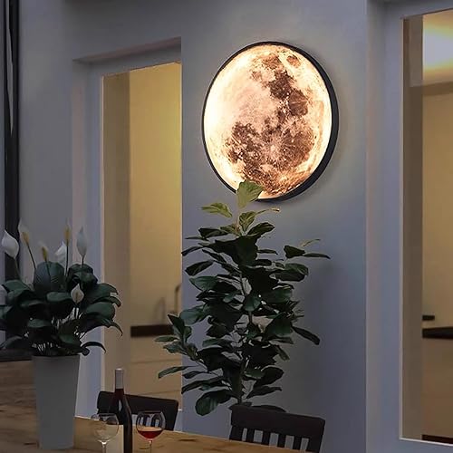 Miniatura 2 de Topjia Aplique de pared de luna 3D, luz de luna artística, lámpara de pared LED regulable con control remoto, lámpara de techo enchufable,