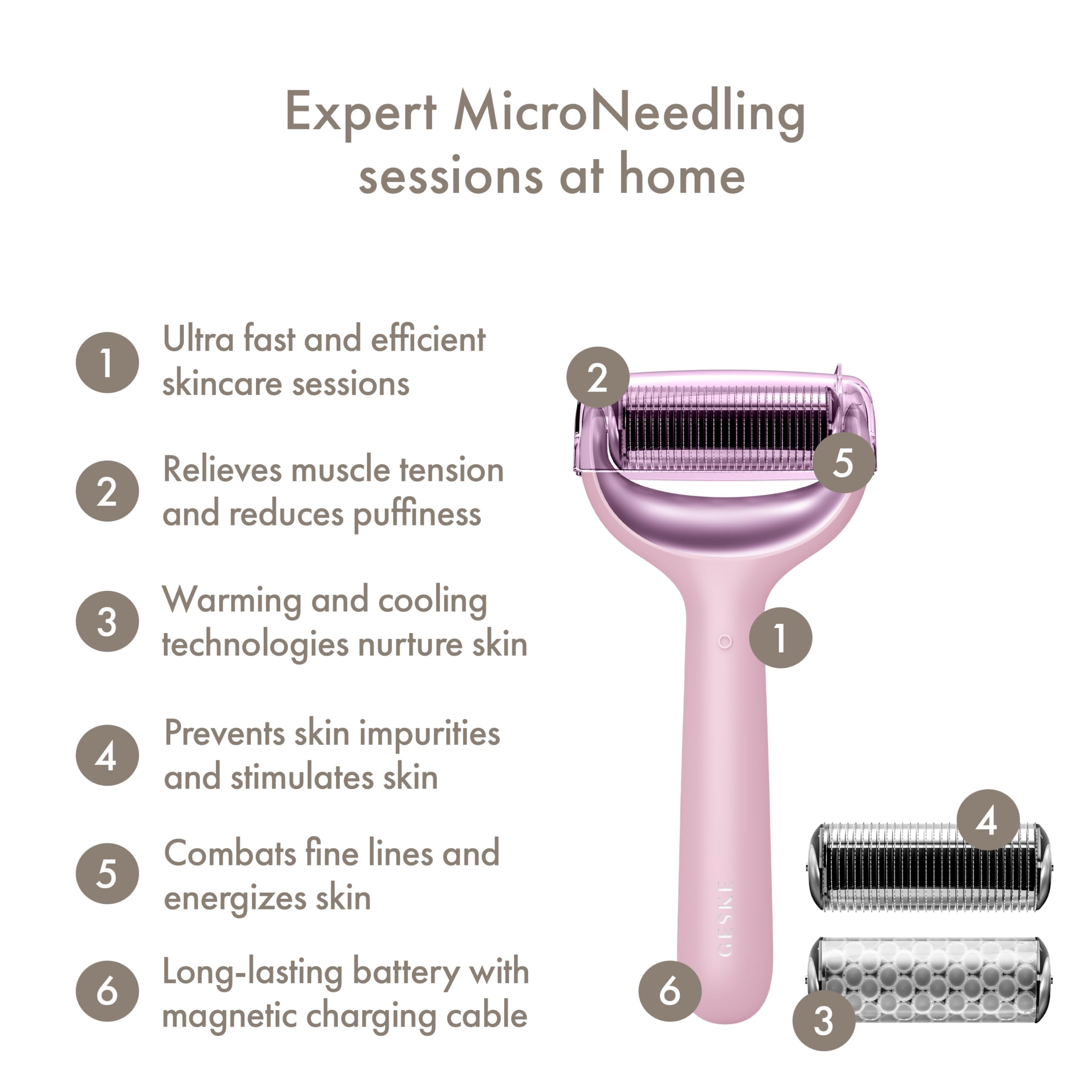 GESKE SmartAppGuided™ MicroNeedle Face & Body Roller, Pink - Image 2