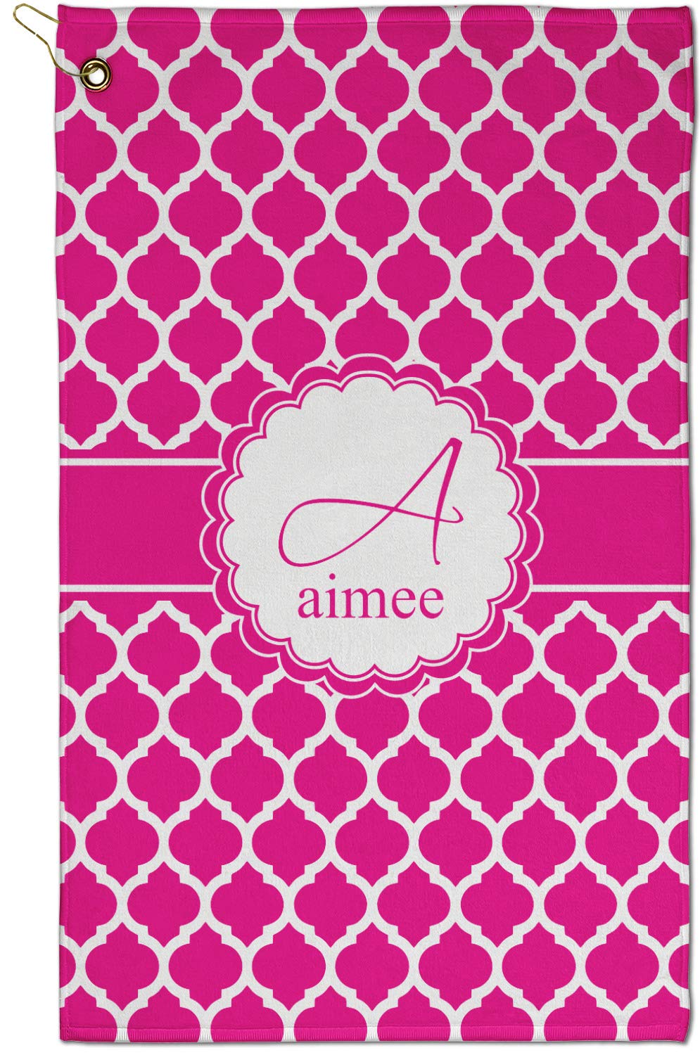 RNK Shops Personalized Moroccan Golf Towel - Poly-Cotton Blend - Small w/Name and Initial