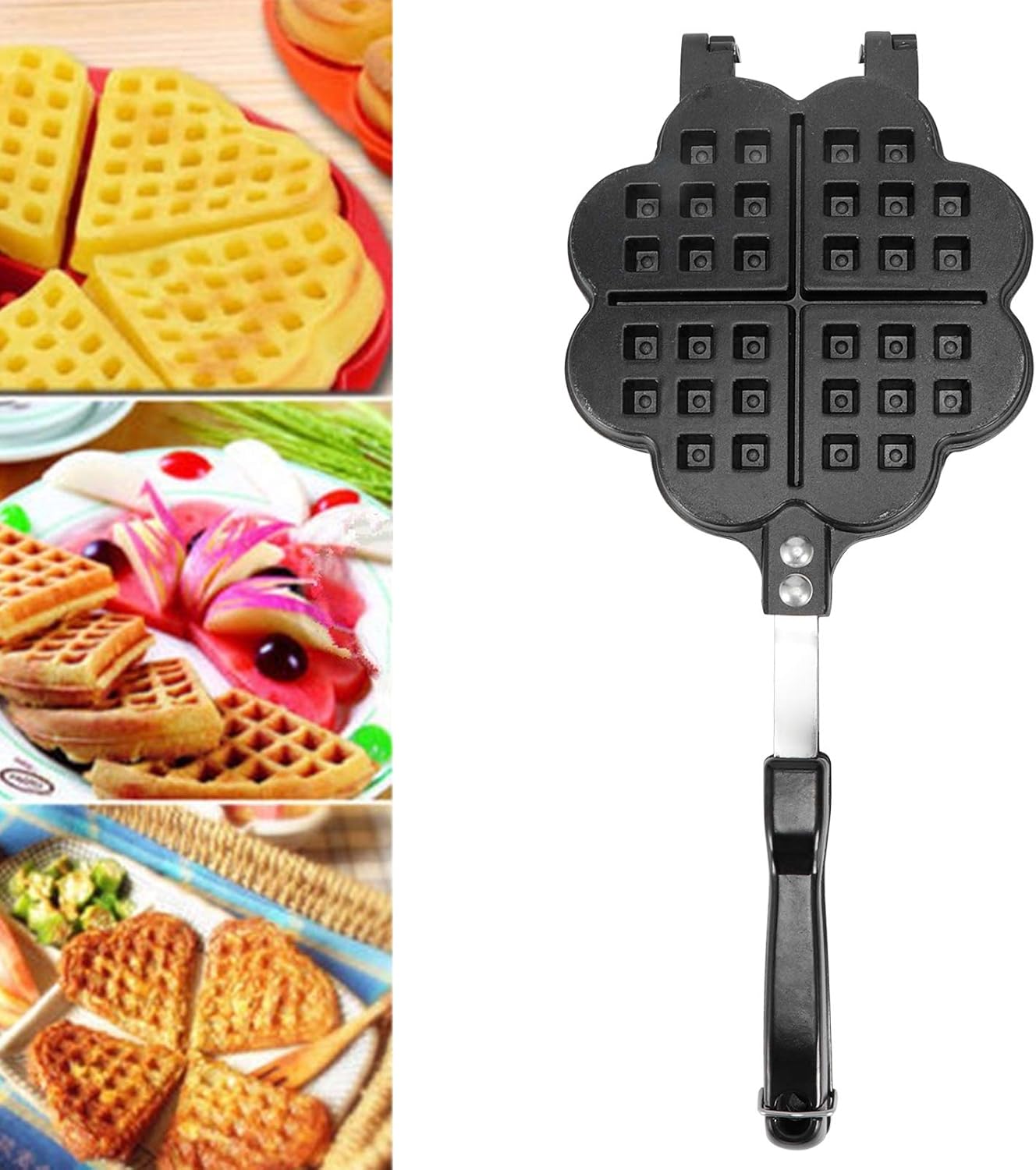Homemade Lattice Waffle Iron Cast Iron Waffle Cake Pattern Portable Non-stick Griddle Gas Stove Dishwasher Safety Breakfast Butty Baking Cooking Accessories