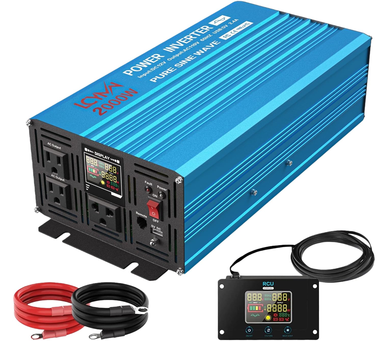Amazon.co.jp: LCYMW インバーター 正弦波 2000w 24v 100v DC24V（直流 