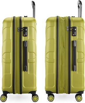 Suitline Set of 3 Hardshell suitcases, Travel suitcases, Trolley, Rigid luggages, TSA, (55 cm, 66 cm, 76 cm), 100% ABS, mat, Fern