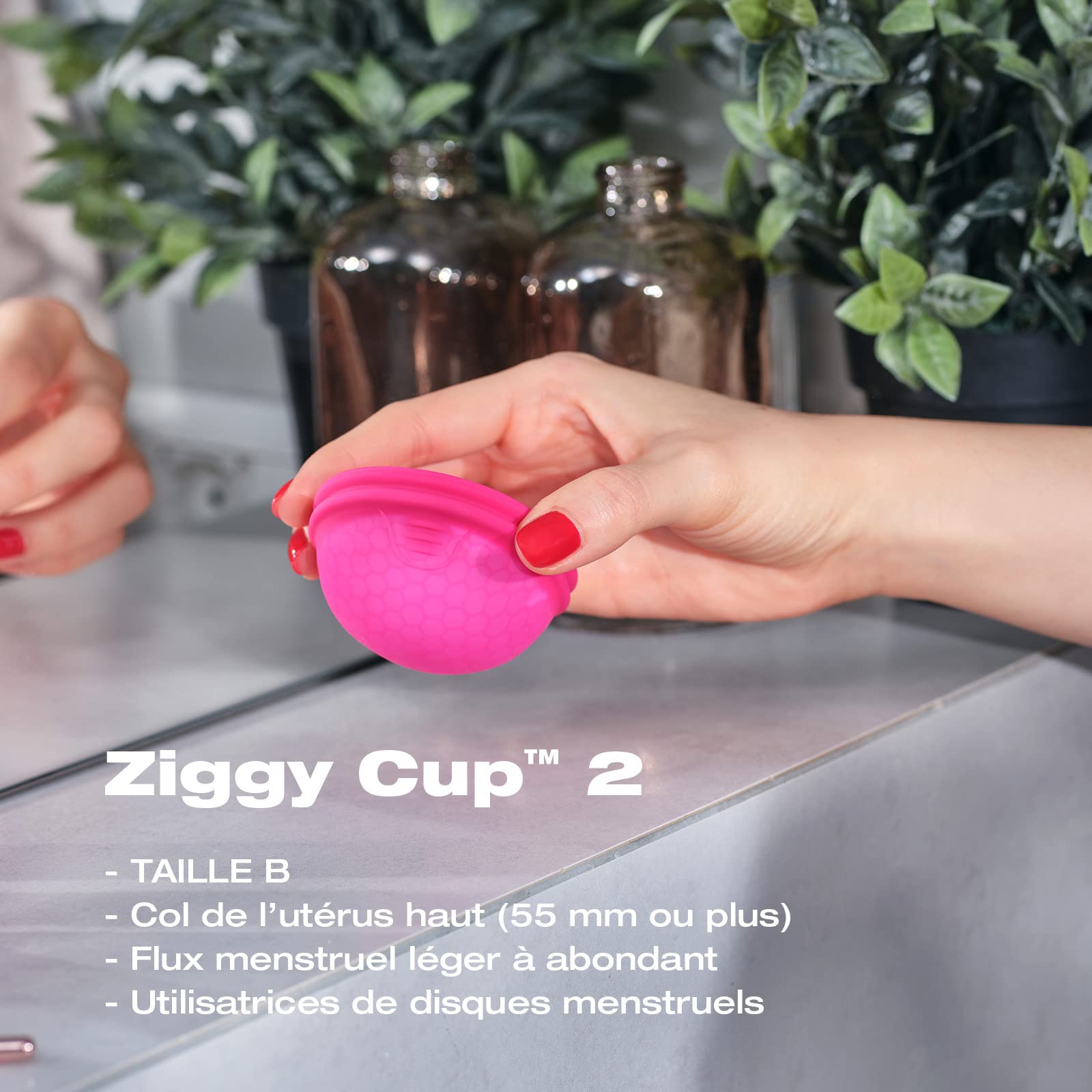 INTIMINA Ziggy Cup 2 – Disque Menstruel Réutilisable Extrafin au Design Plat, Coupe Menstruelle, (Taille B)