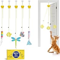 Potaroma 5-Pack Interactive Hanging Cat Feather Toys with Catnip - Retractable Teaser for Indoor Play, Exercise & Stimulation All Breeds