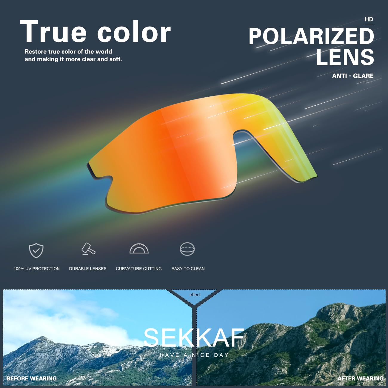 SEKKAF Kinder-Sonnenbrille, Baseball-Sonnenbrille, polarisiert, Sport, Radfahren, Schatten für Jungen und Mädchen, leichter Rahmen
