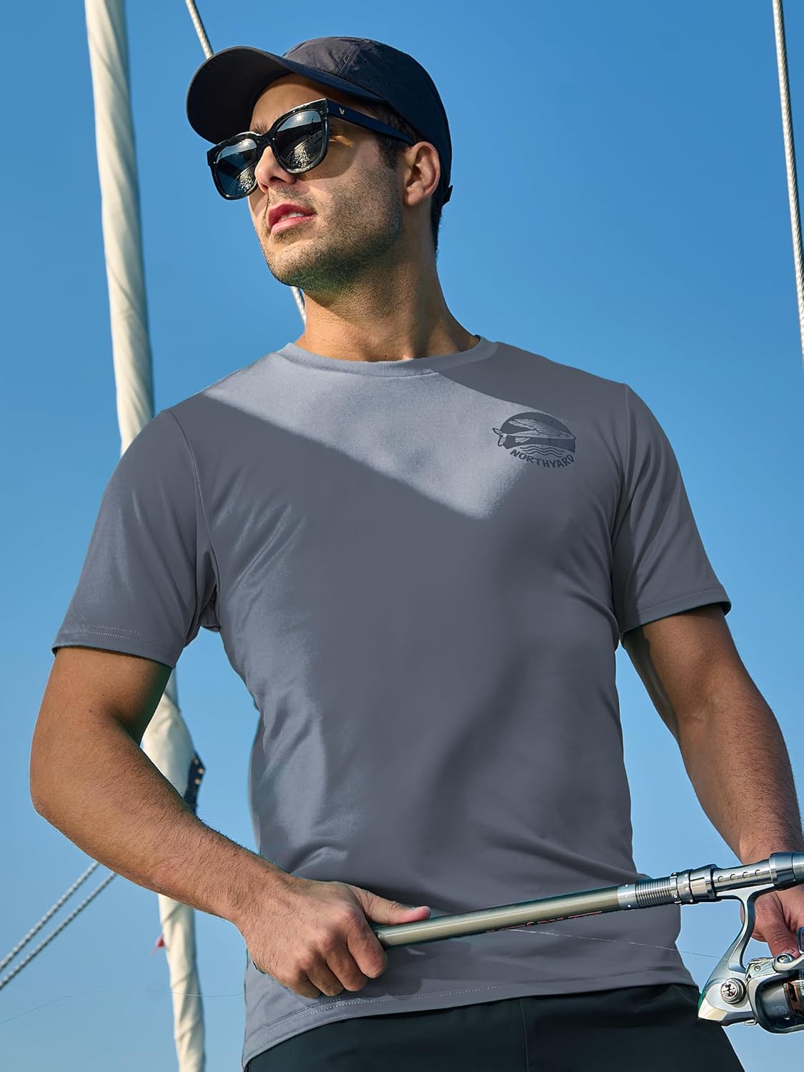 NORTHYARD Mens Swim Shirt Rash Guard UPF 50+ Quick Dry Short Sleeve Fishing Shirts Sun Protection Shirt Beach Water Swimming - Image 3