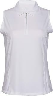 Bette & Court Women's Sleeveless Polo with Zip Placket and Mesh Overlay Polo