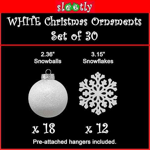Miniatura 7 de Sleetly - Adornos para árbol de Navidad de estilo casa de campo con diseño de gota cayendo, decoración navideña, bolas grandes y blancas de 4