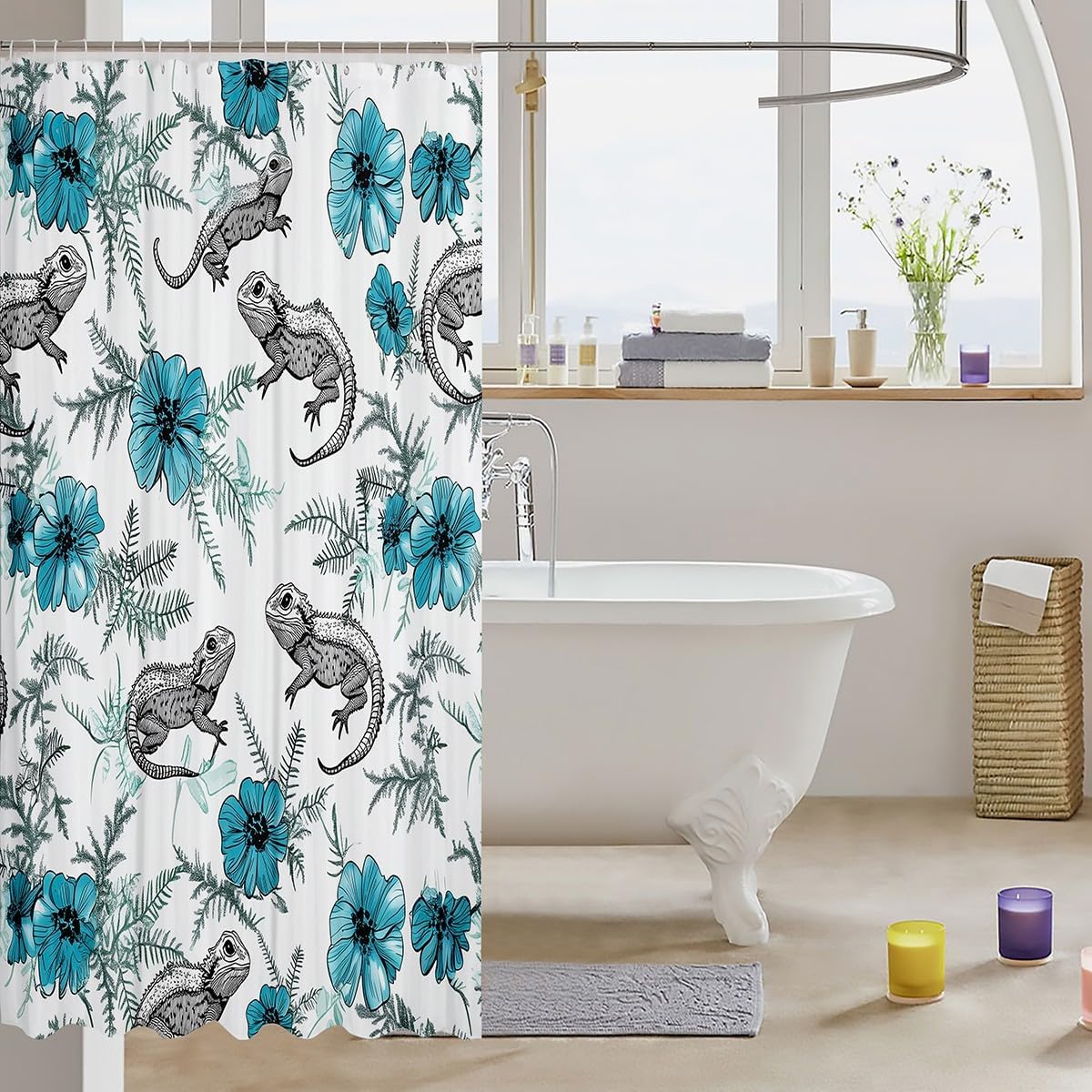 jejeloiu Bearded Dragon Bathroom Accessories Waterproof, Curtain 72"x72" image 3