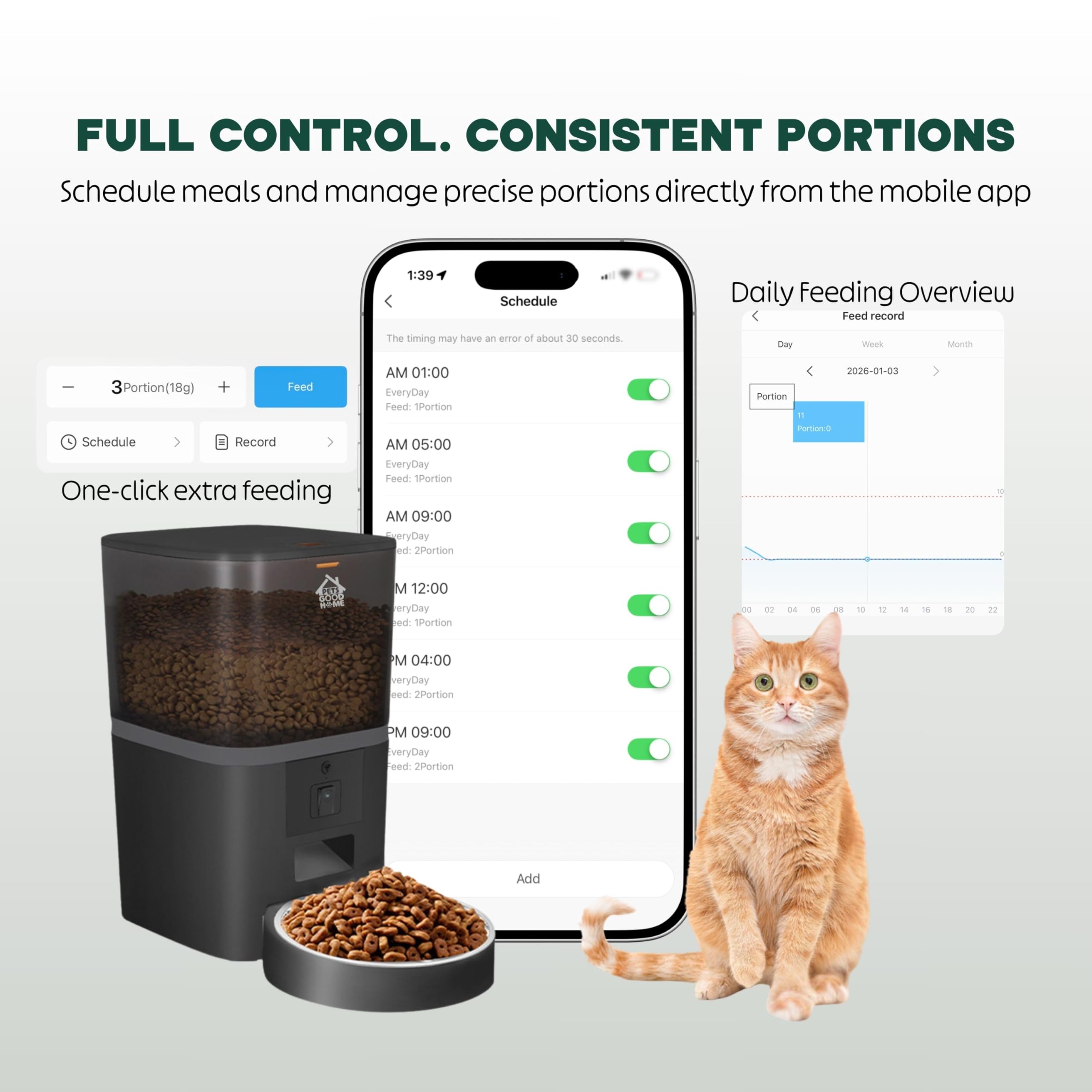 Automatic Cat Feeder with 1080P HD Camera – Timed Dry Food Dispenser for Cats and Dogs, App Control, 6L Capacity, Portion Control, Scheduled Meals, Two-Way Audio - image 4