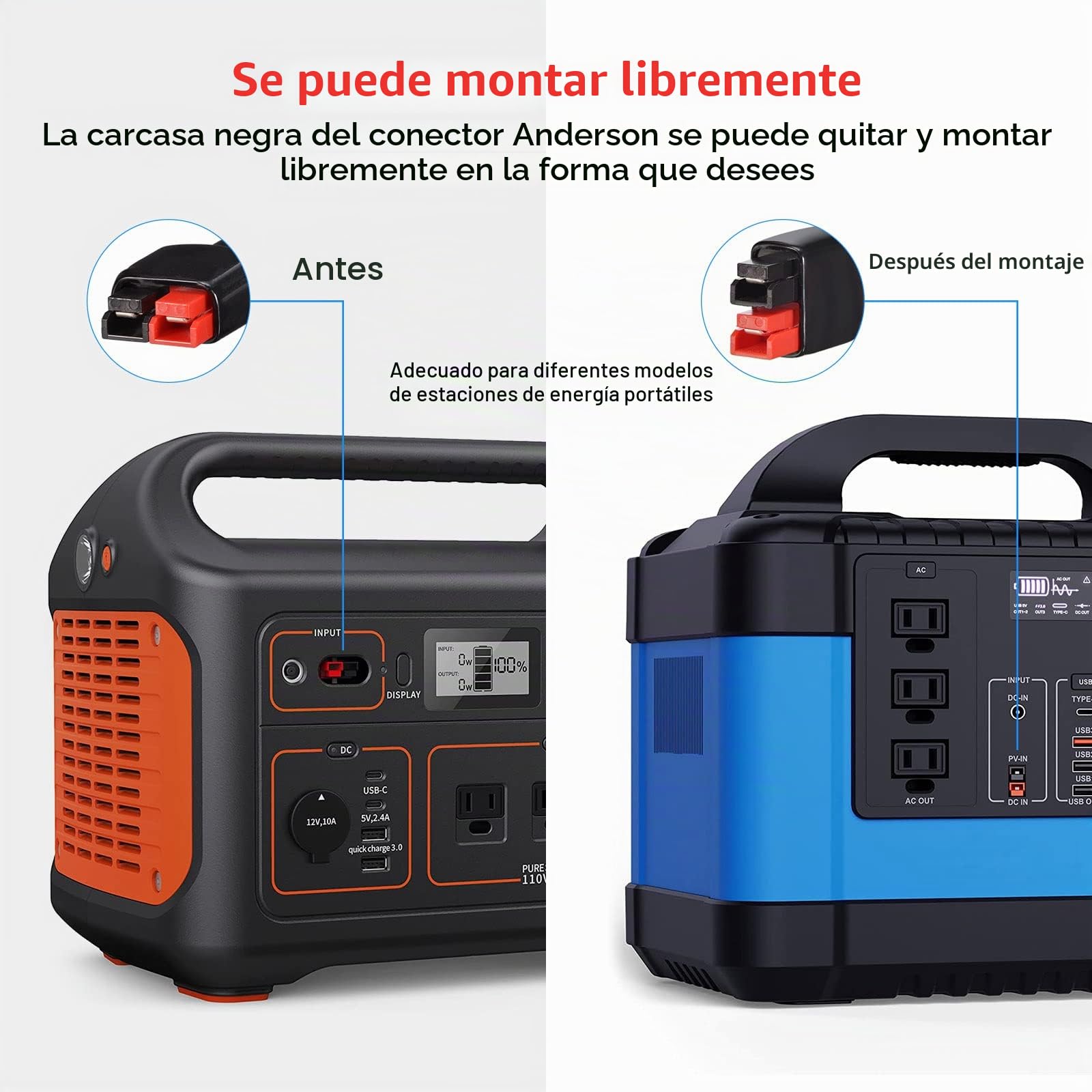 ELFCULB Cable de Extensión Anderson, Cable Anderson de 12AWG, Conector Anderson de 45A para Estación de Energía Portátil, Paneles Solares (0,6m)