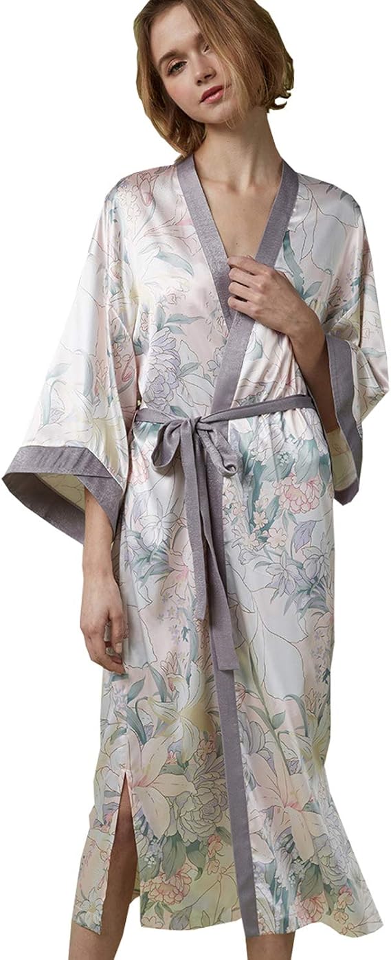 Amazon パジャマ レディース ルームウェア シルクパジャマ ロング ナイトガウン 女性用 サテン生地 ワンピース ギフト セット パジャマ ルームウェアセット 通販