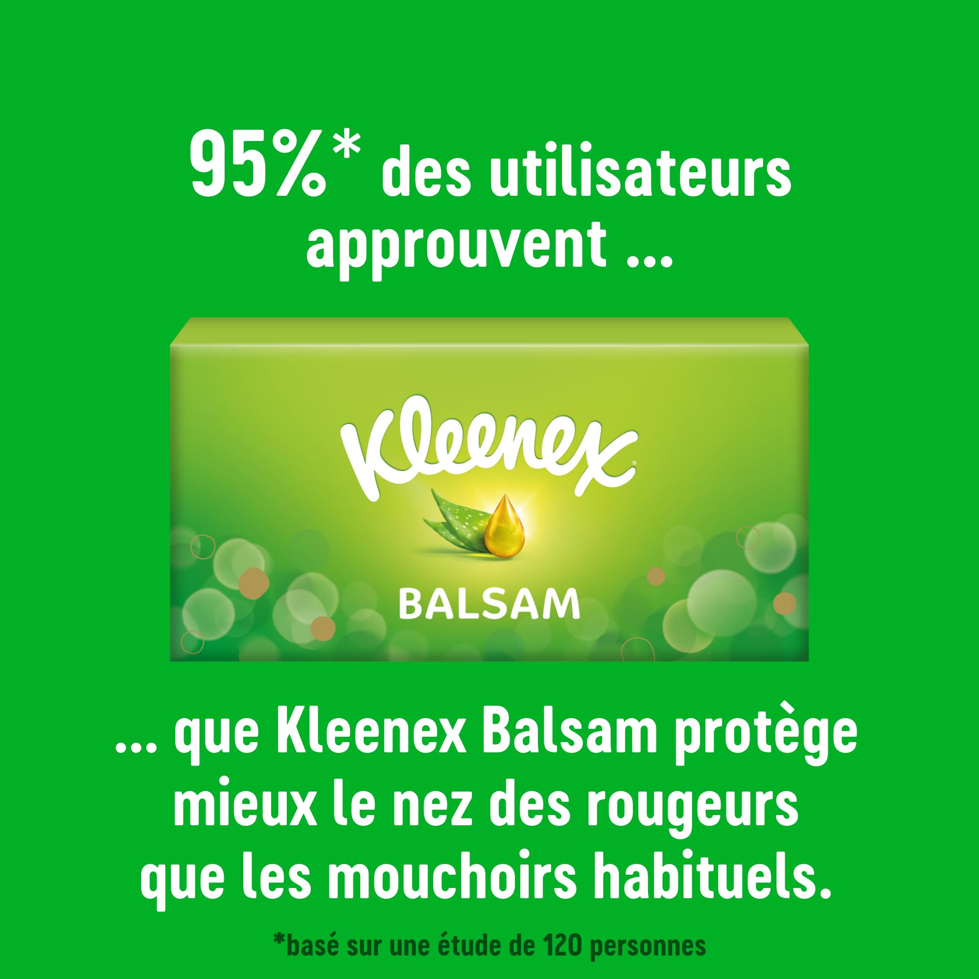 KLEENEX - Mouchoirs boîte Balsam (24 boites de 64 mouchoirs) - dépose un baume protecteur qui apaise vos nez idéal en cas de gros rhumes - Fabriqué en France