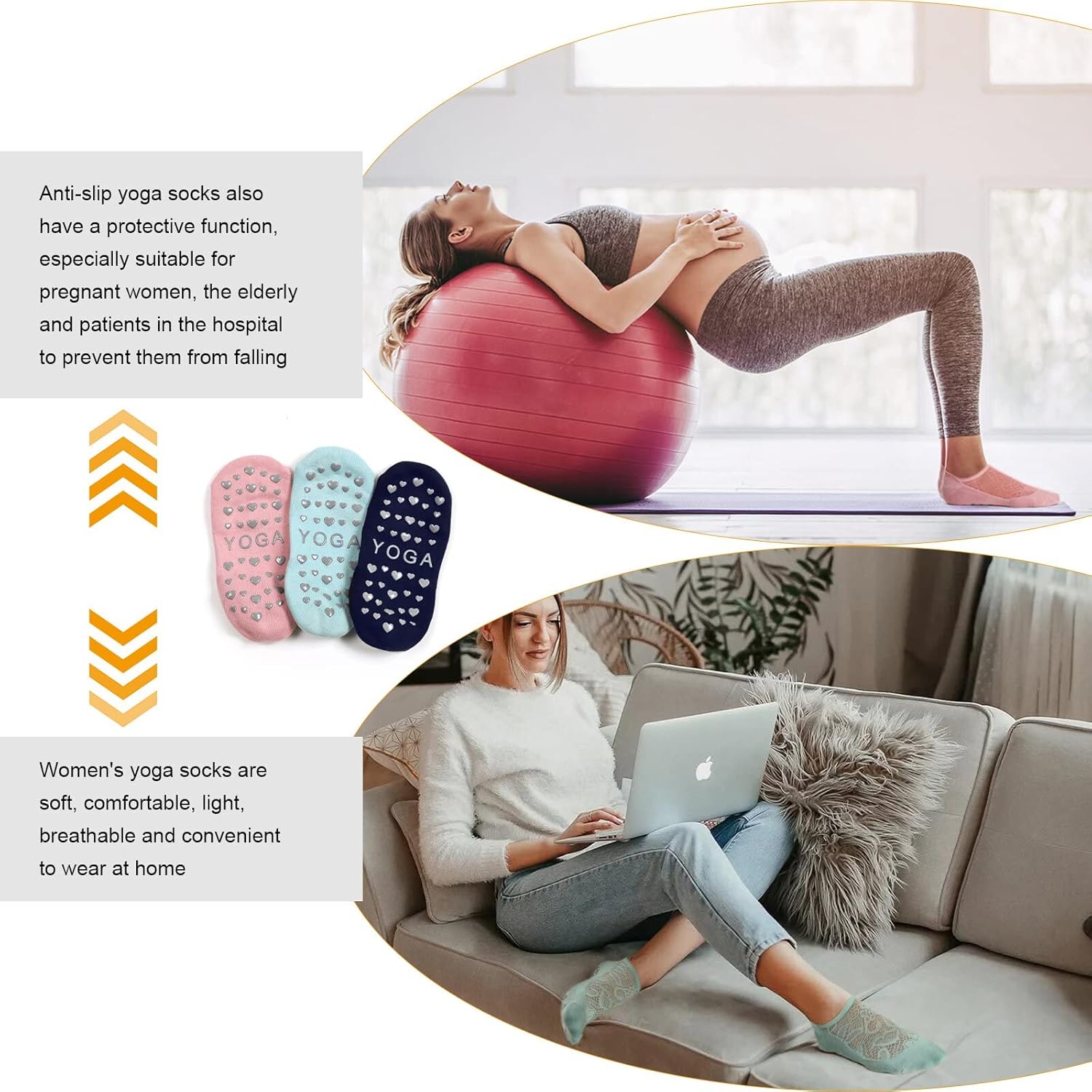 BIVOLU Non Slip Yoga Socks for Women Pilates,Barre,Workout,Dance Mesh Lace Anti-Skid Socks 3 Pack : Clothing, Shoes & Jewelry