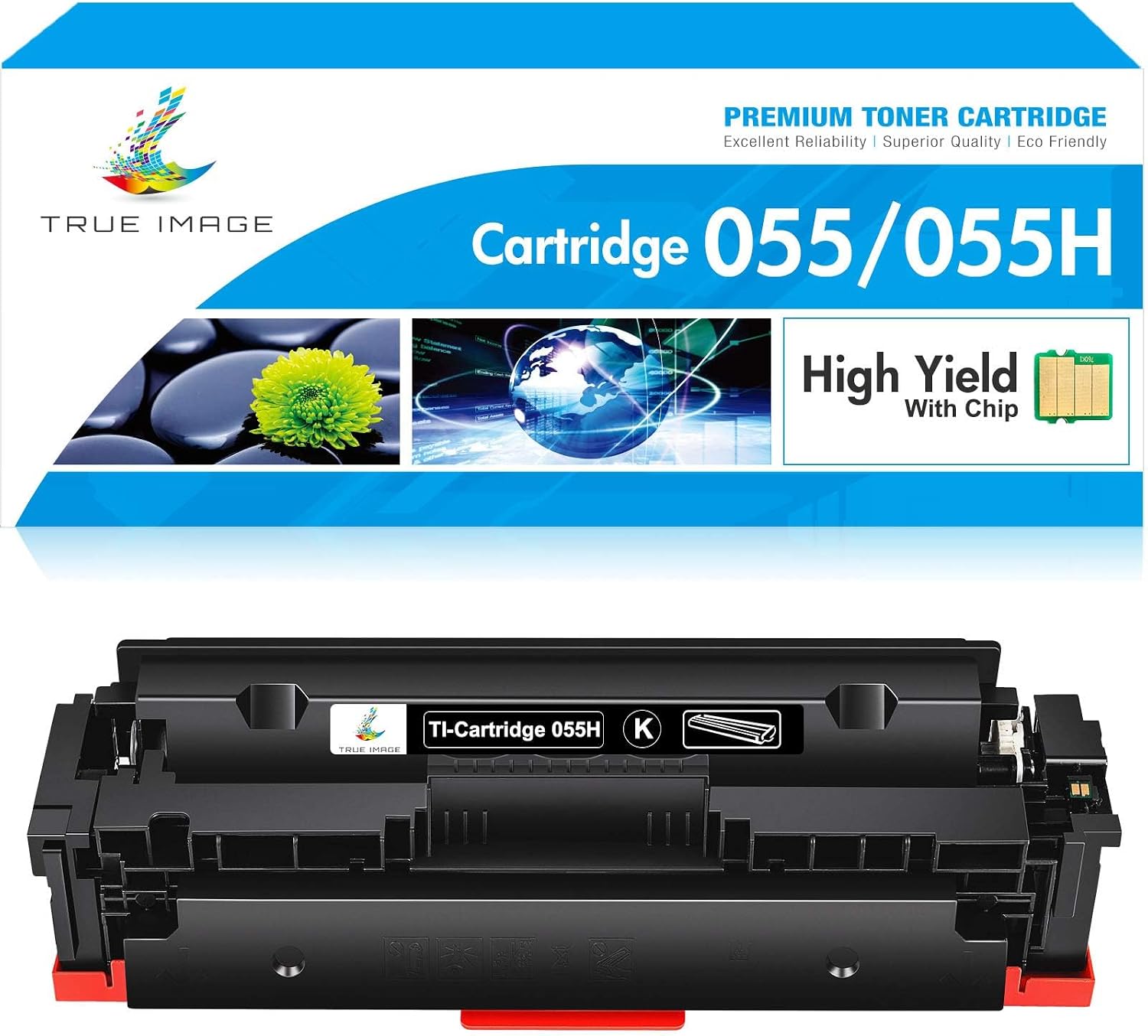 TRUE IMAGE Compatible 055 Black Toner Cartridge Replacement for Canon 055H 055 Toner for Canon Color ImageCLASS MF743Cdw MF741Cdw MF746Cdw MF745Cdw LBP664Cdw LBP660C Series Printer (Black, 1-Pack)