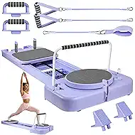 Upgraded Foldable Pilates Reformer for Home Gym - Portable Pilates Board Equipment Kit with Resistance Bands & Handles, Full Body Workout Machine for Women, Core, Ab, Stretch, Balance Exercise