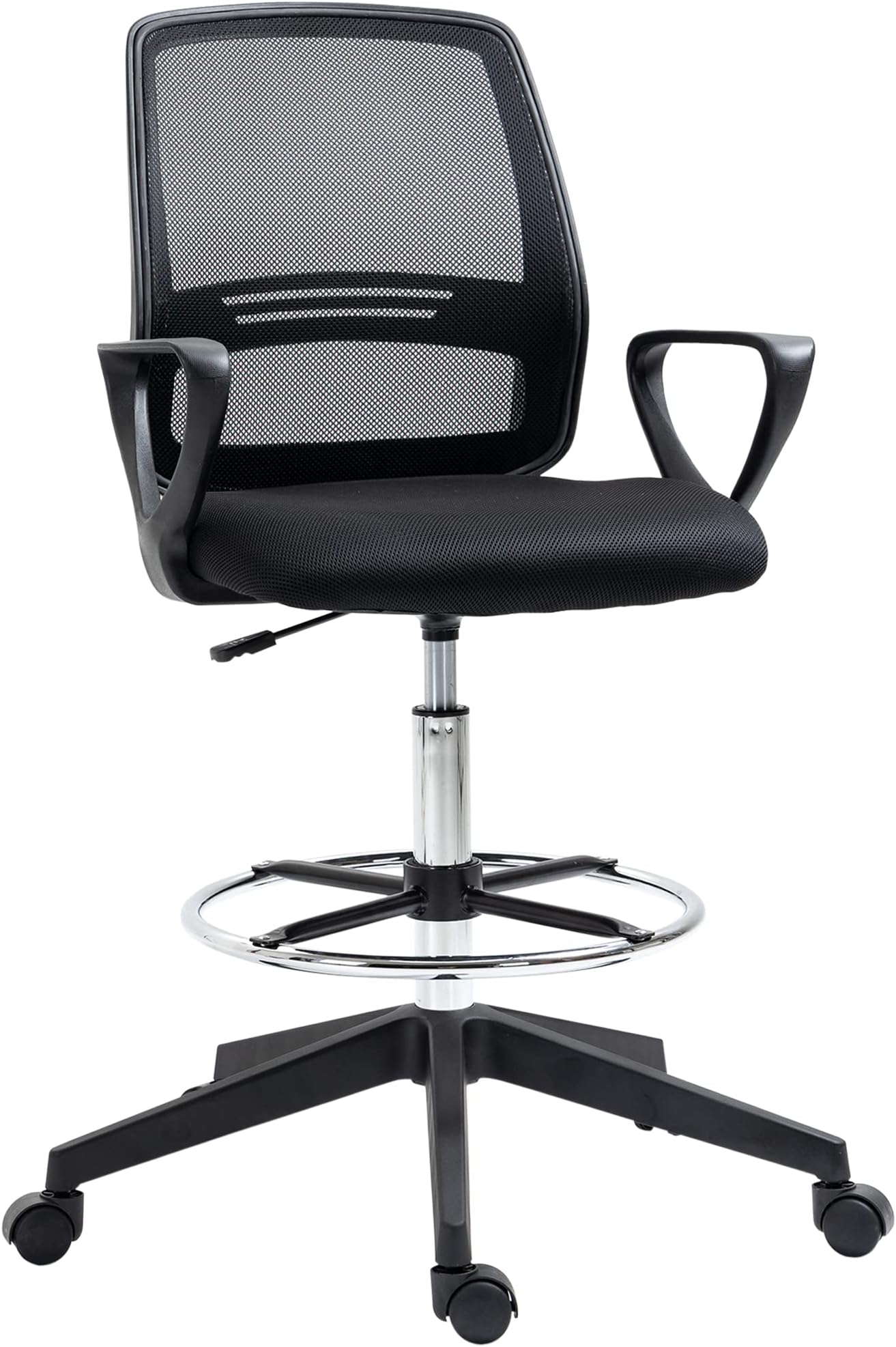 VINSETTO Chaise de bureau haute ergonomique - chaise de travail surélevée - assise haute réglable H.68-88 cm - noir pas cher VINSETTO Chaise de bureau haute ergonomique - chaise de travail surélevée - assise haute réglable H.68-88 cm - noir pas cher