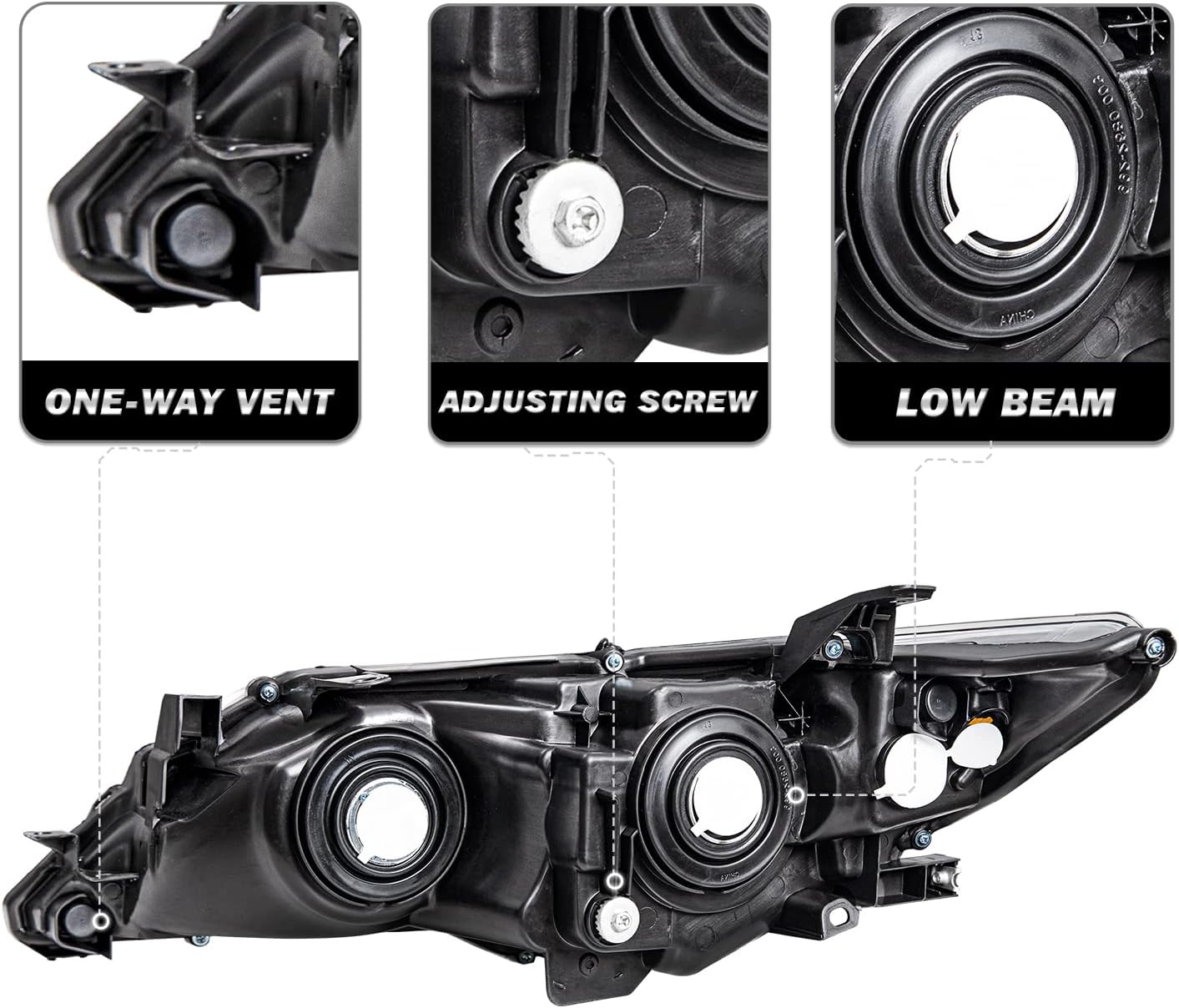 SOCKIR Halogen Headlight Assembly Fit for 2012-2014 Toyota Camry L/Le/Xle/Hybrid/Se Headlamp Replacement Right Passenger Sides