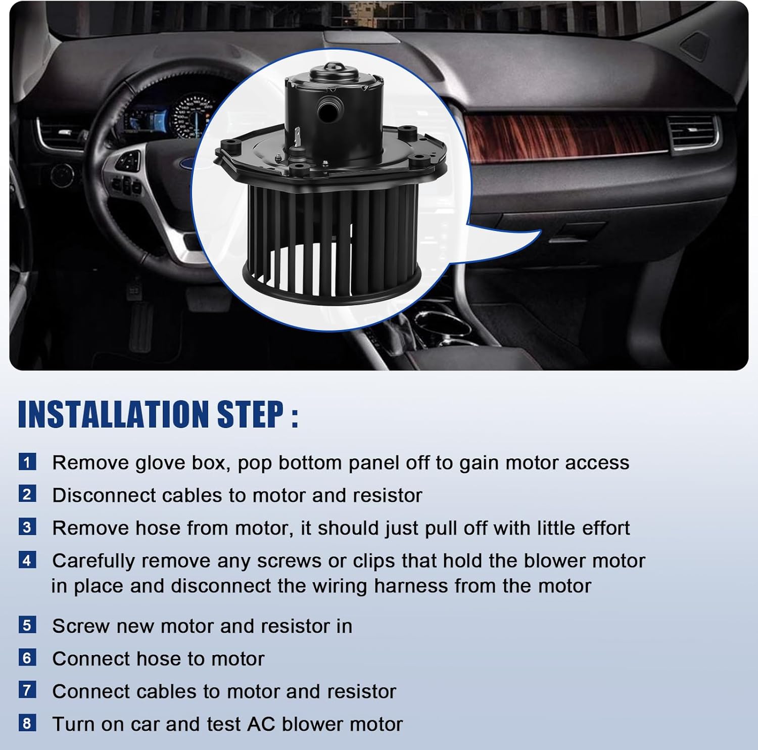 Blower Motor Fits for 1997 1998 1999 2000 Chevy Silverado C1500 C2500 K1500 K2500 Truck Suburban, Blazer, Tahoe, GMC Yukon XL, Cadillac Escalade - HVAC AC Heater Blower Motor Fan Replacement, 700100