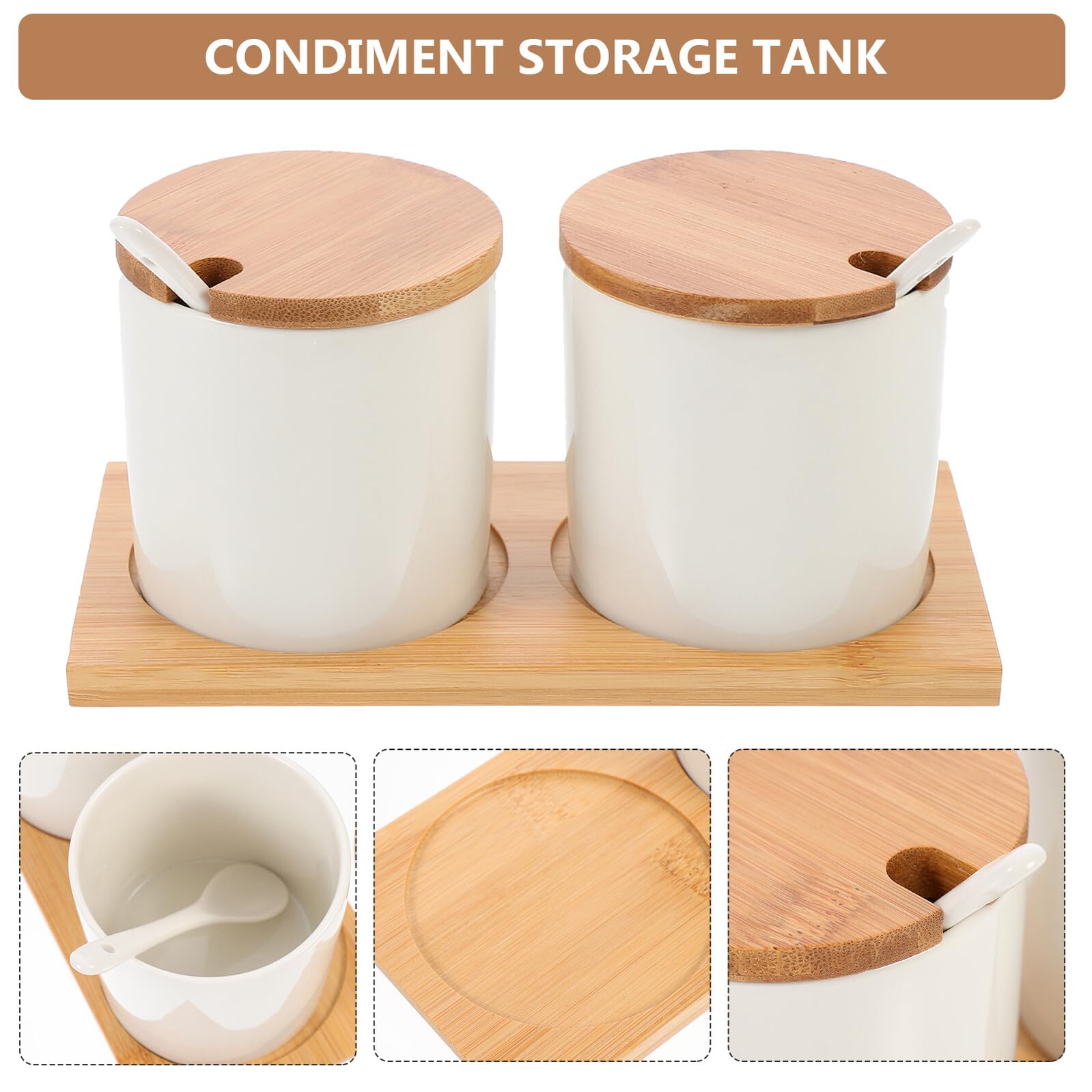Homoyoyo Barattolo per Condimenti in Porcellana Bianco Chiusura Ermetica e Apertura con Mano per Cucina e Preparazione di Piatto