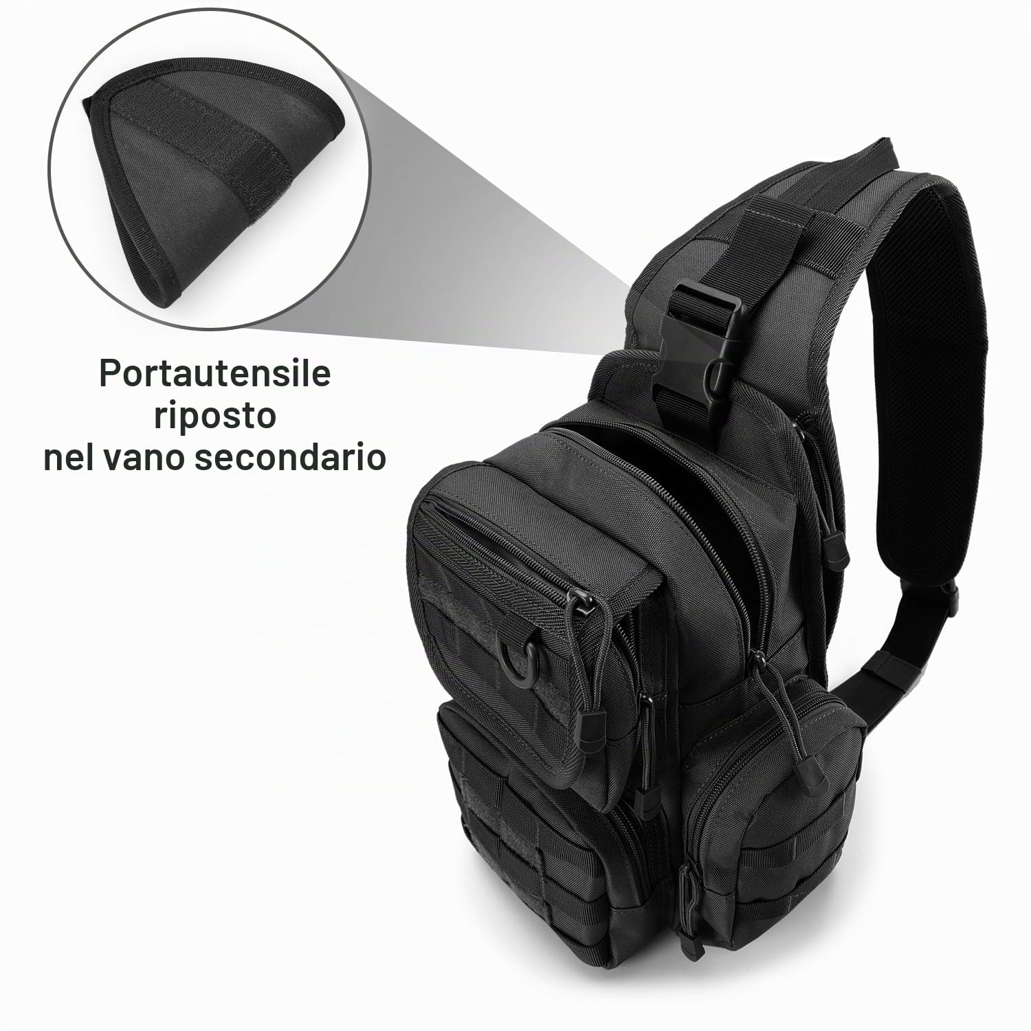 G4Free Borsa tattica sul petto Military Borsa a tracolla Chest Sling Pack Molle Army Crossbody Bag Militare Borsa a tracolla Singola Strap Zaino per Viaggi Escursioni Campeggio Trekking