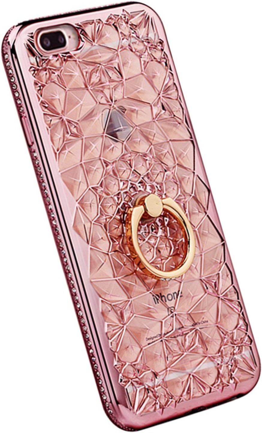 7/8Plus iPhone 7 Plus case Luxury iphone8plus iphone7plus Cases with Finger Ring for Girls Women Bling 8 7plus Glitter i Phone 3D with Tempered Glass Screen Protector