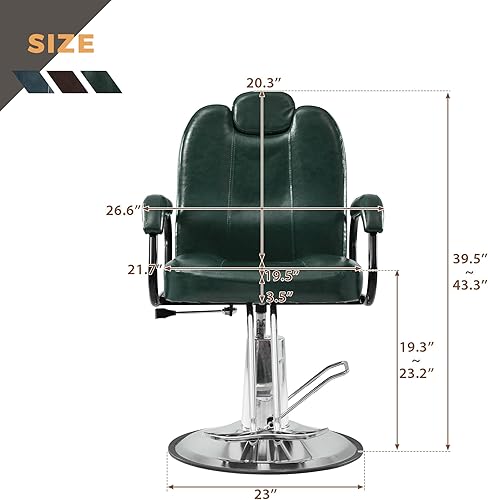 Vista 2 de Silla de peluquería reclinable de lujo con bomba de alta resistencia, asiento extra ancho y bomba hidráulica de alta resistencia para salón
