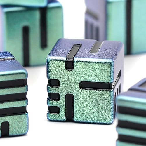 Miniatura 2 de Dados de metal D6, juego de dados DND de 0.63 pulgadas D6, ZHOORQI 6 unidadesjuego de dados tecnológicos rediseñados para dados de Calabozos y