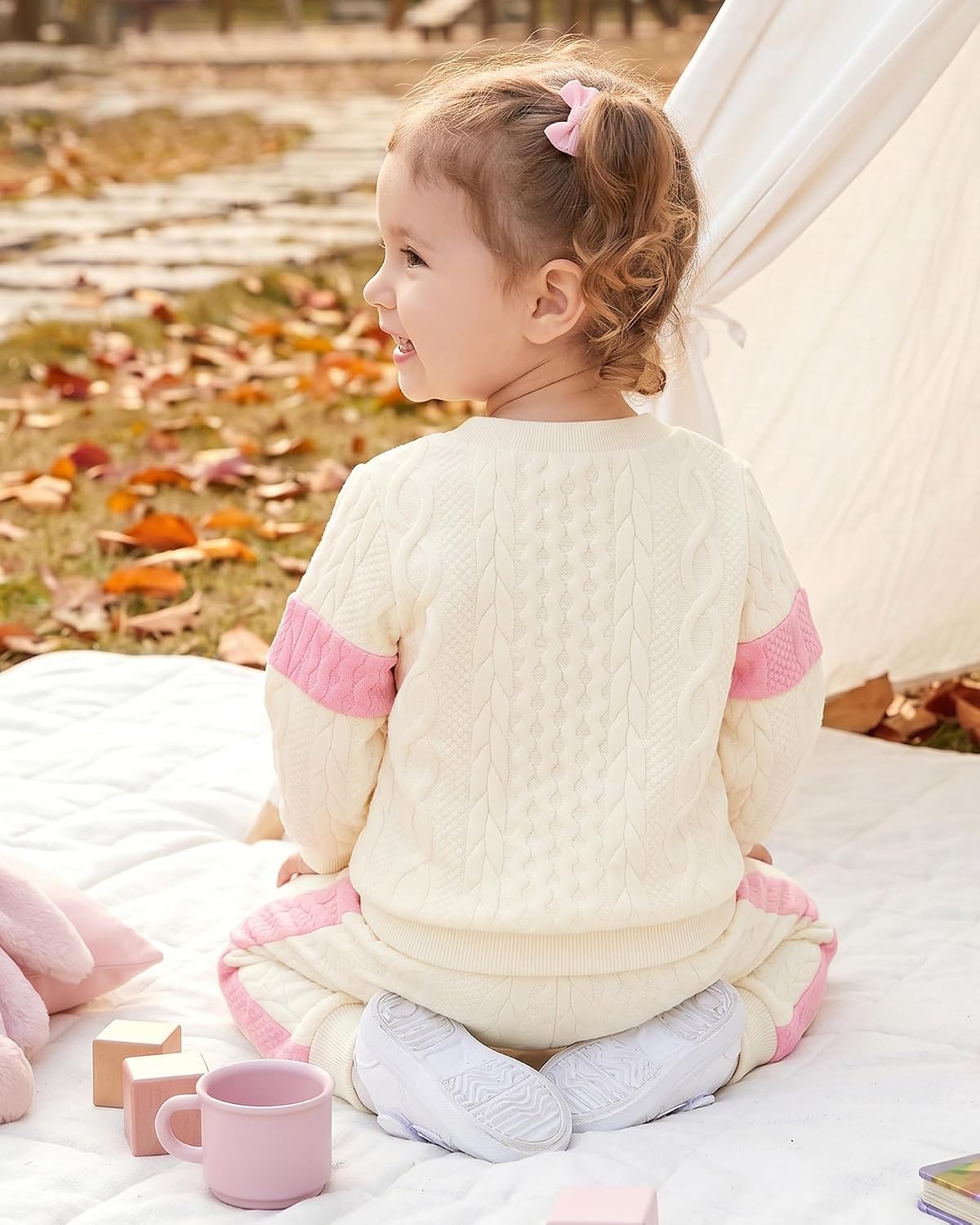 Kucnuzki Baby Toddler Girl Clothes Fall Winter Sweatshirt Pants Set 6M-3T image 5