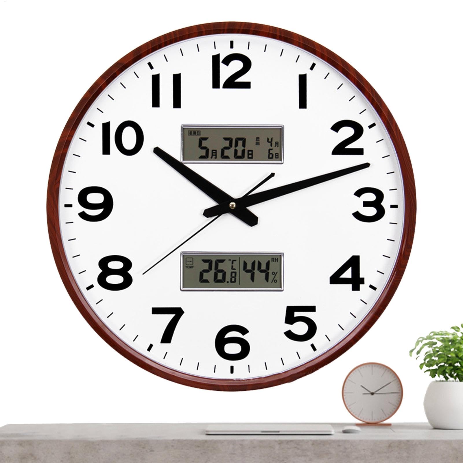 Horloge numérique LCD murale silencieuse avec thermomètre humidité et calendrier