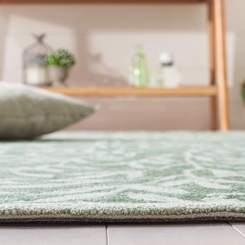 Miniatura 5 de SAFAVIEH Jardin Collection - Alfombra redonda de 6 pies, color verde, lana hecha a mano, ideal para zonas de alto tráfico en sala de estar,
