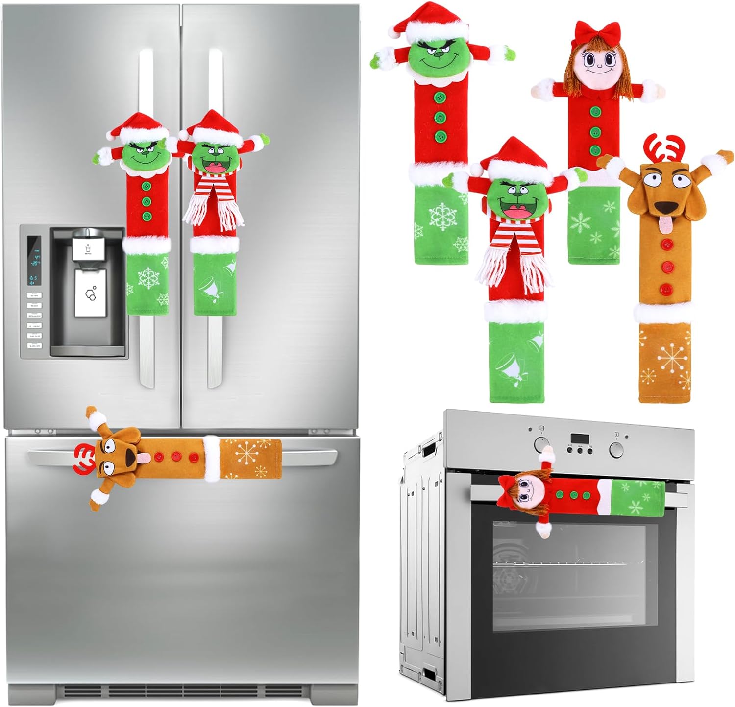 Assortment of Small Items Christmas Refrigerator Handle Covers Set of 4, 3D Red&Green, Cover Car Window, Glacier Fresh 2, Anti slip rug grips 
