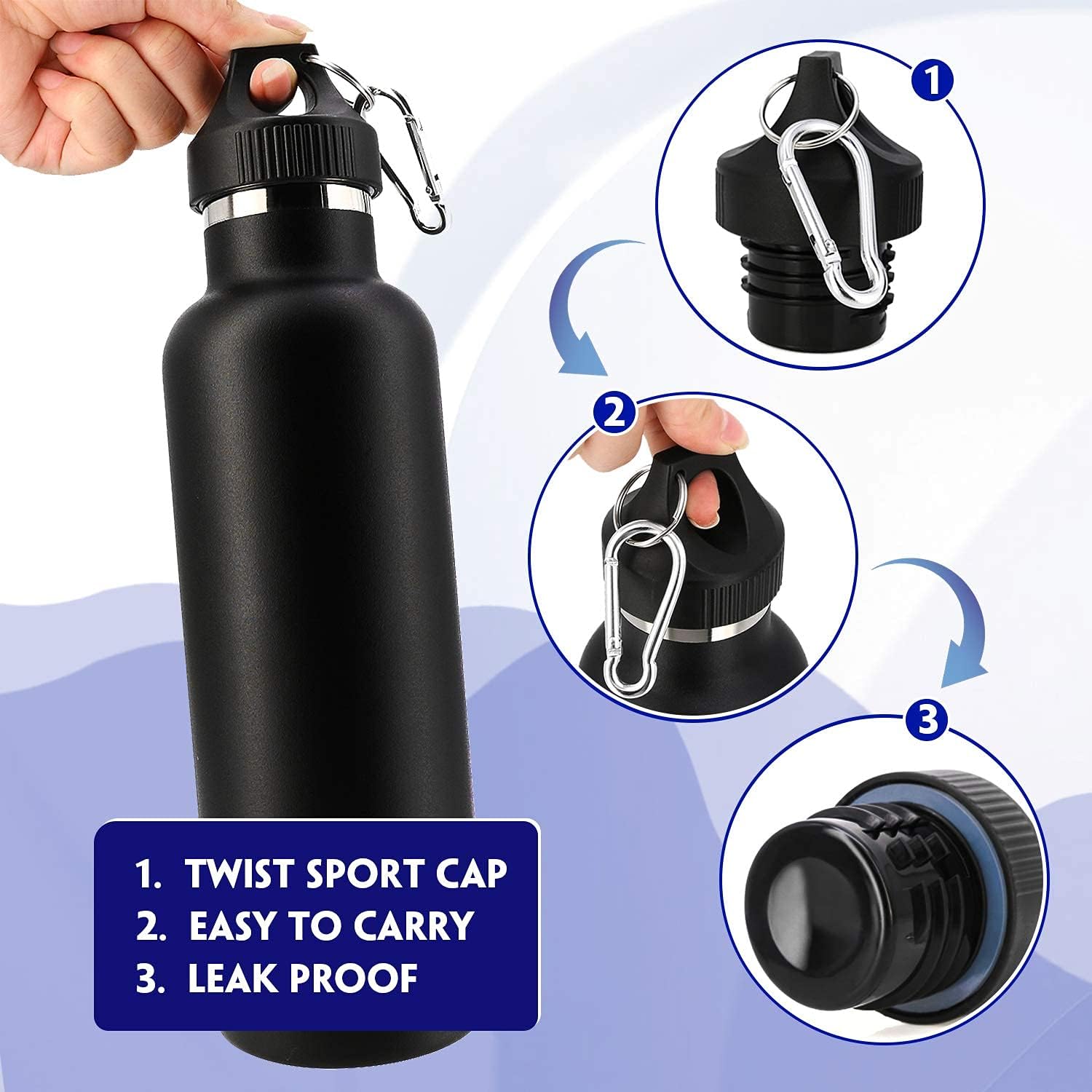 Straw Lid for Hydro Flask Water Bottle 3 Replacment Lids For Hydro Flask 18 21 24 oz  Simple Modern Ascent, Takeya, Thermoflask Standard Mouth Bottle Tops 3 Sports Lids with Straw Photo