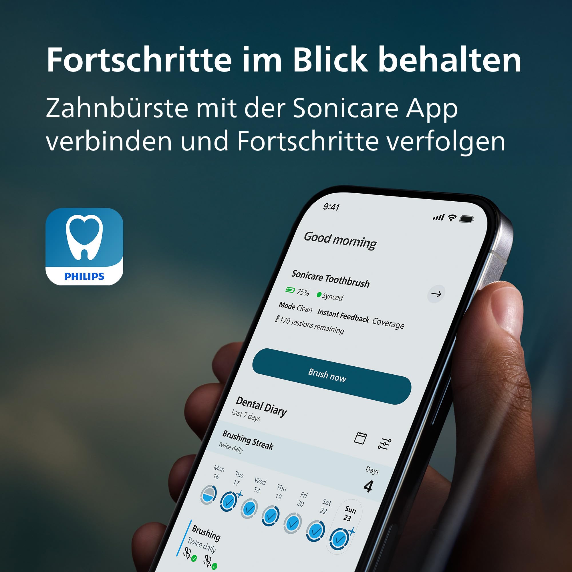 Philips Sonicare Next-Generation DiamondClean 9900 Prestige elektrische Zahnbürste - intelligentes Feedback zur Putzabdeckung, intelligente Andruckkontrolle, 24 Einstellungen, Silberweiß, HX9813/91