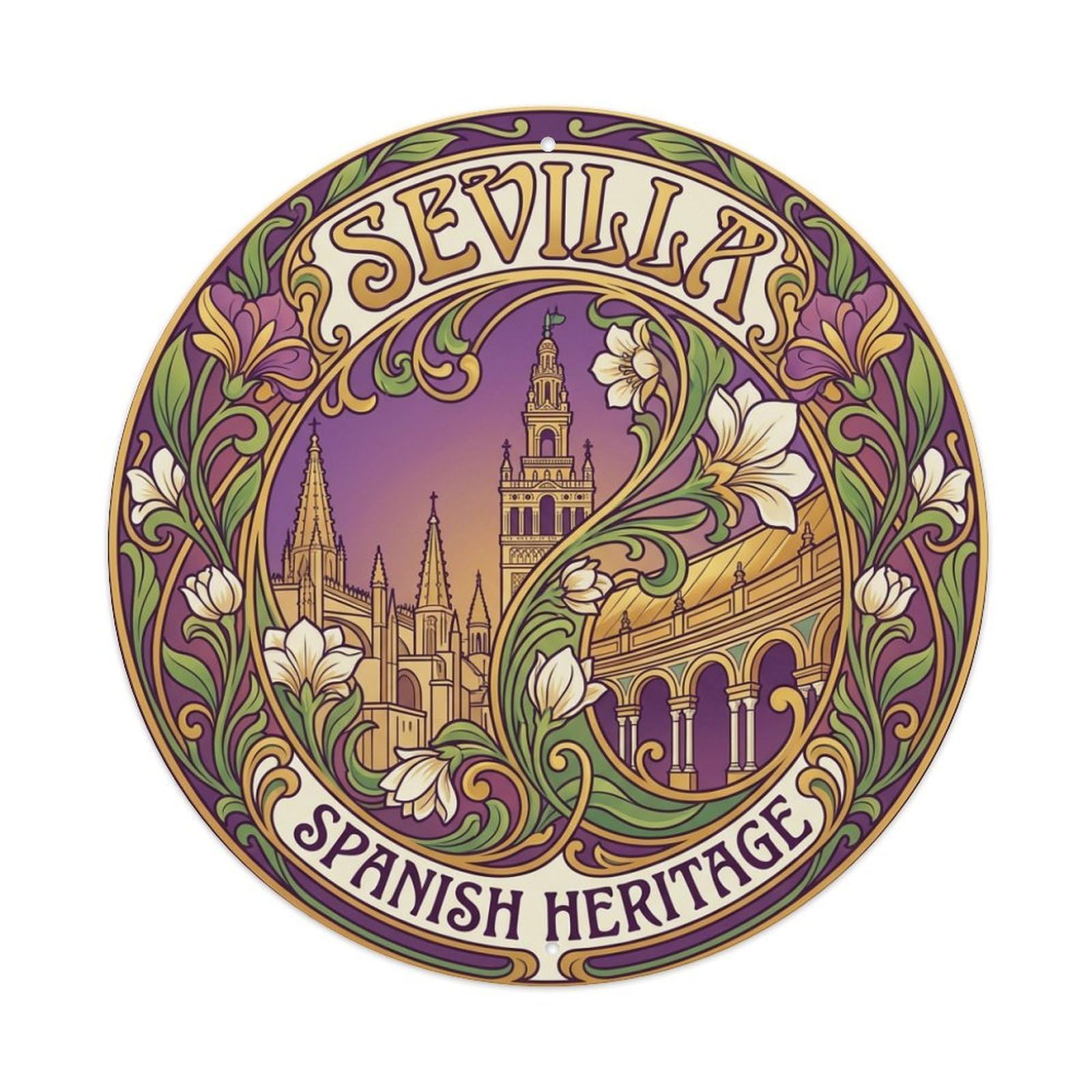Metal Tin Sign Vintage Travel Spain Seville