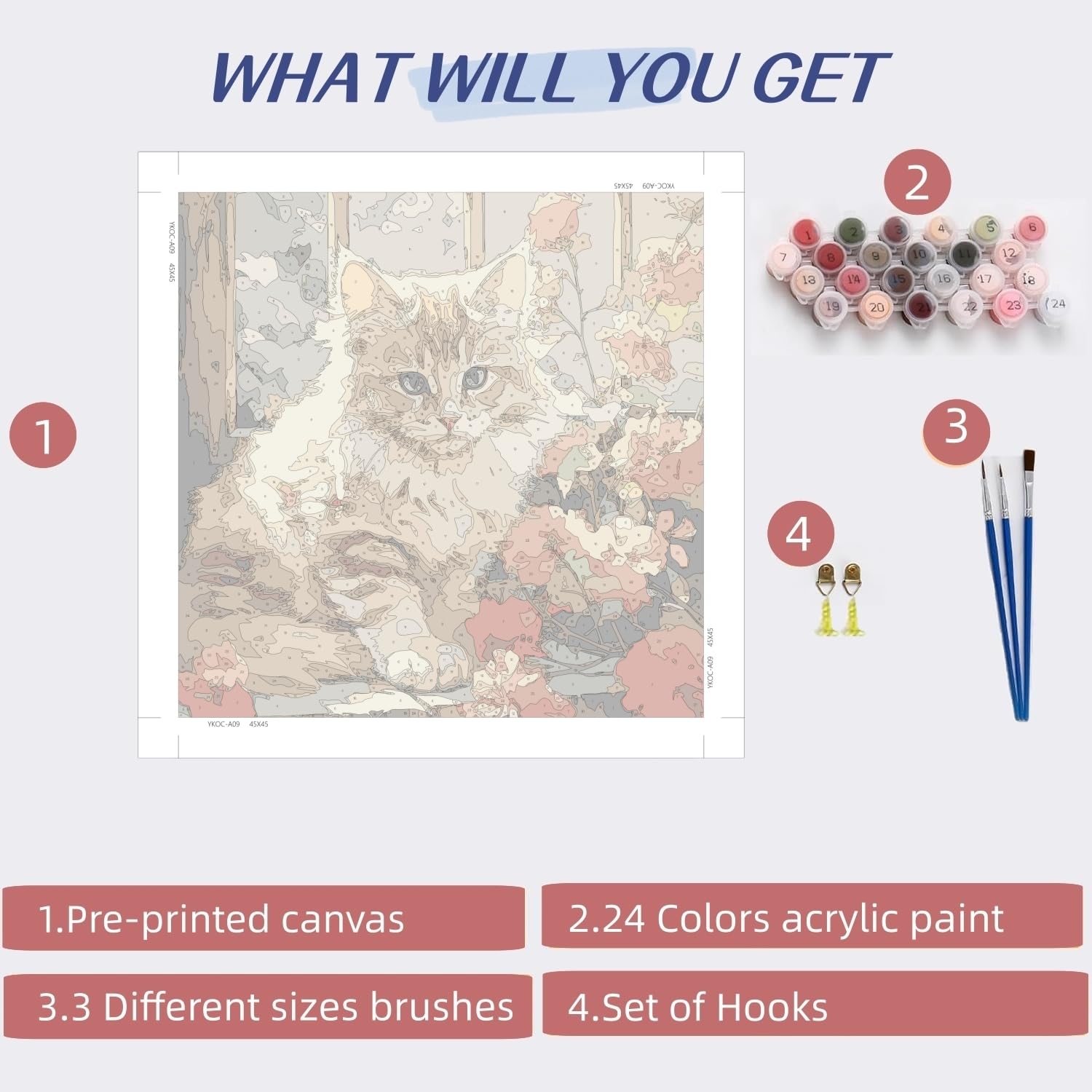 Peinture Par Numéros YUCCAORCHID 40x50cm - Kit Adultes Débutants, 3 Pinceaux