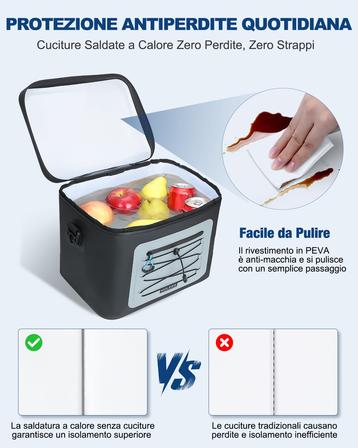 Borsa Termica Porta Pranzo - Borsa Frigo Pranzo Impermeabile e Portatile,Borsa Frigo per All'aperto Barbecue Campeggio Viaggi Spiaggia, 20L, Nero