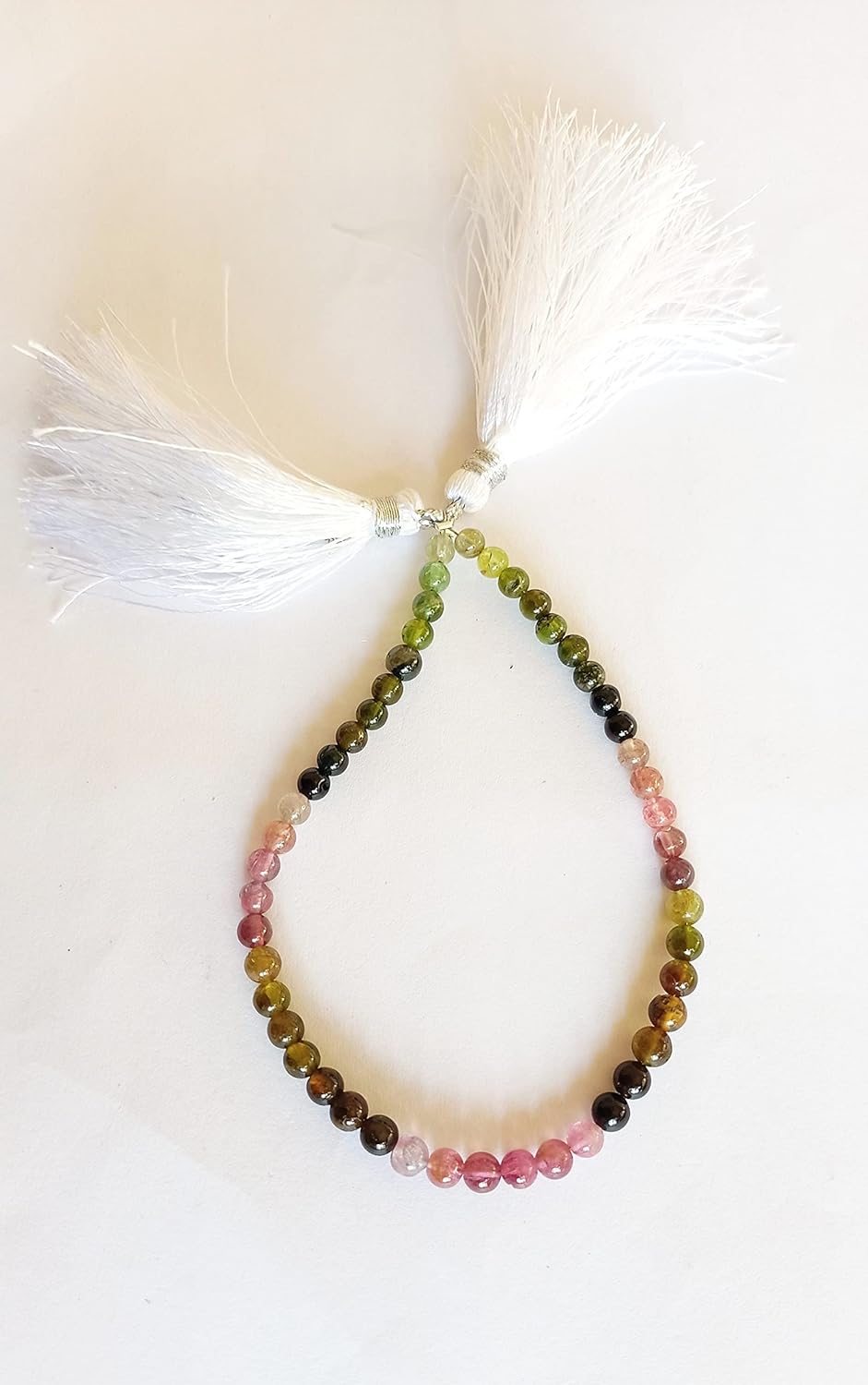 30カラット、ナチュラルマルチカラートルマリンスムースラウンドビーズ、8インチグラデーショントルマリンビーズ、約3~5mm