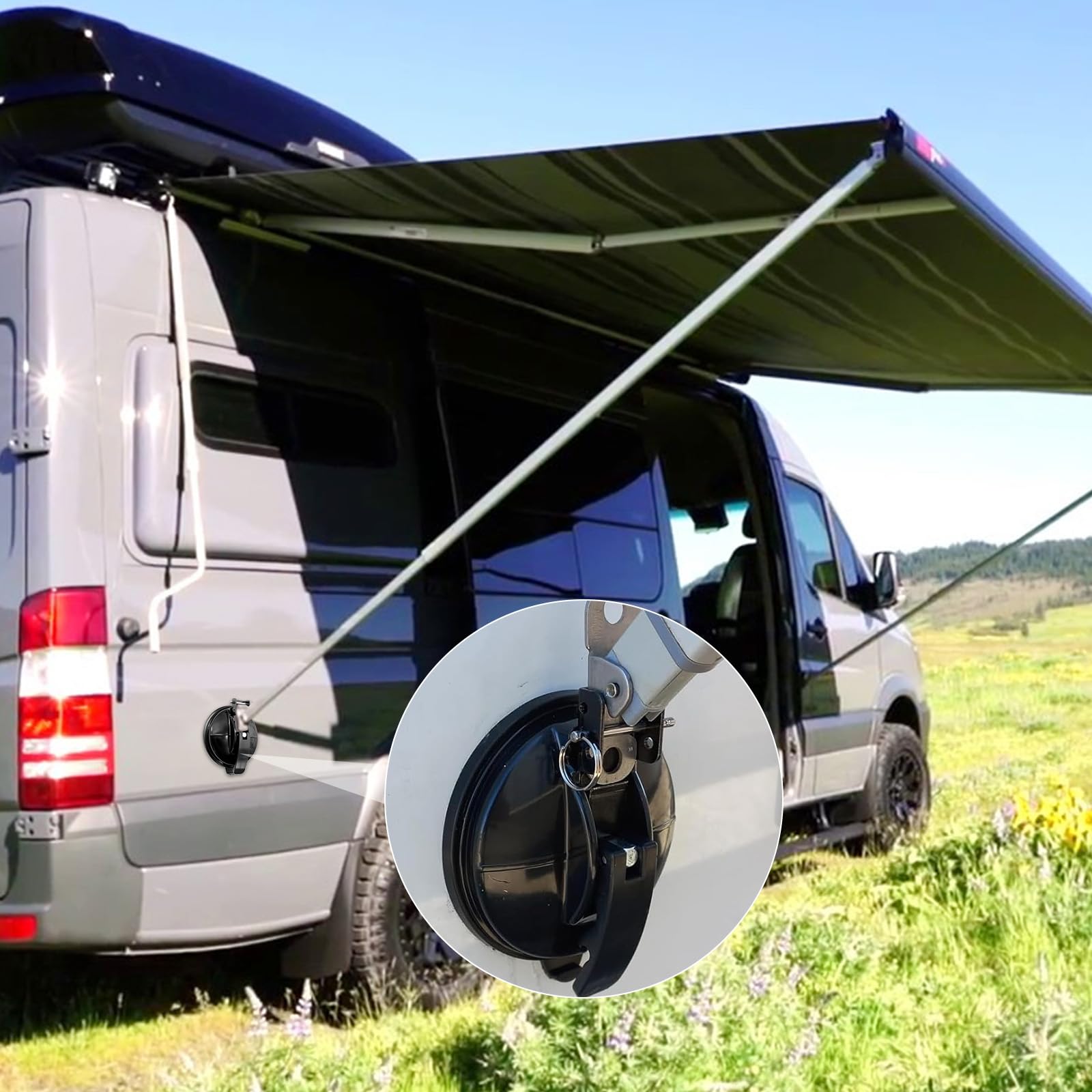 2 Pezzi Supporto per Tenda da Sole per Camper & Roulotte, Supporto Robusto per Piedi della Tenda, Compatibile con Thule, Fiamma, Adatto per VW T5/T6, Ford Transit, Mercedes Marco Polo, FIAT