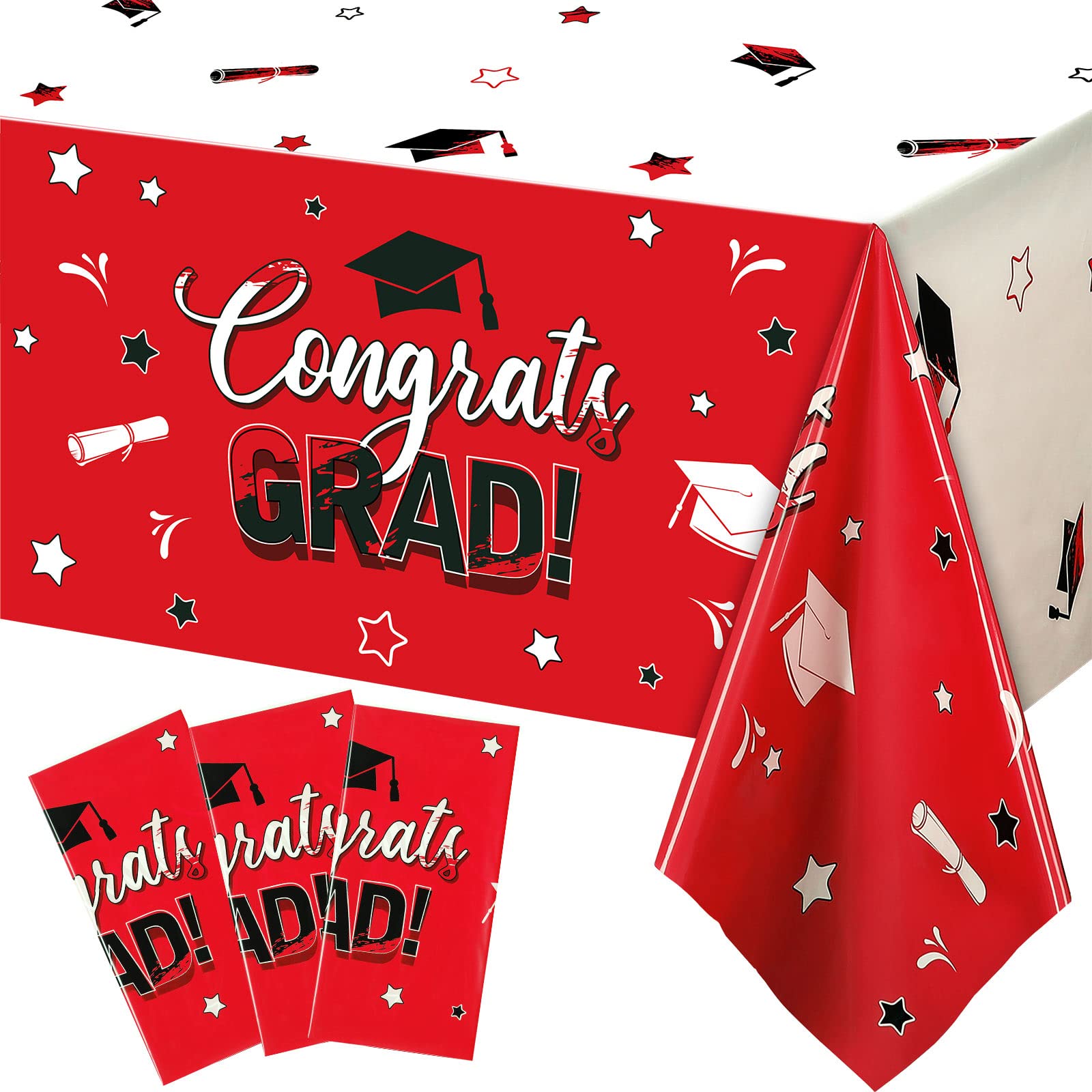Breling 3 Pack Graduation Party Tablecloth Congrats Class