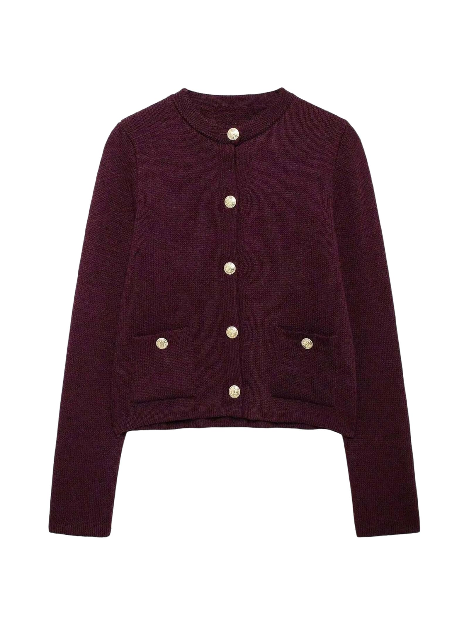 Verdusa Womens Old Money Button Up Cardigan Sweaters Formal Fall Outerwear with Pockets