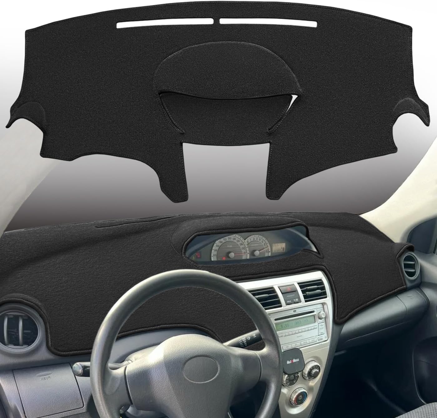 Dash Cover Mat Custom Fit for Toyota Yaris Dashboard Pad Cap Carpet Protector K347A (Black)