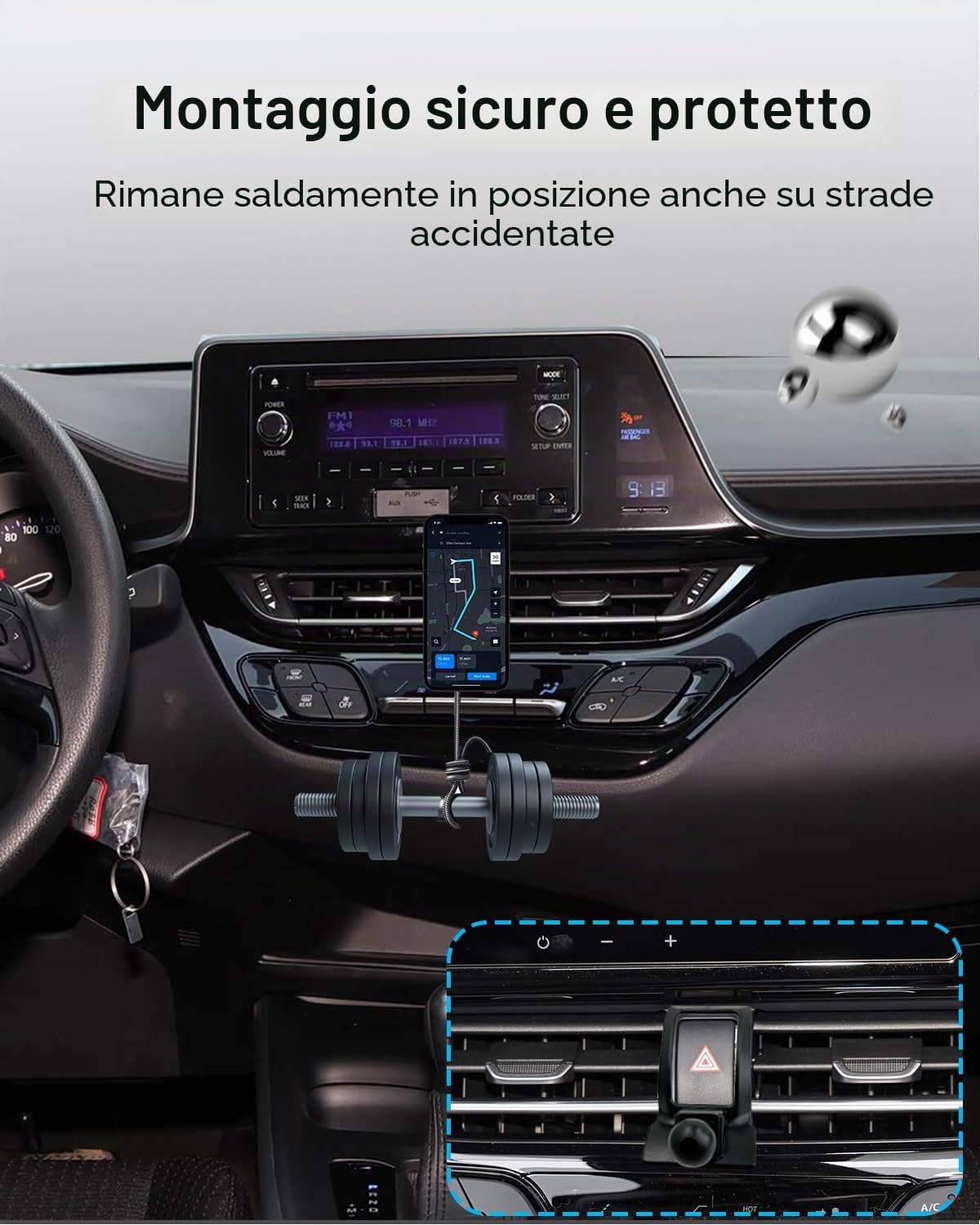 Supporto Magnetico per Auto per CHR 2018-2023, Ultra Magnetico Rotazione a 360° Supporto per Auto per iPhone 17 16 15 14 13 12 Pro Max