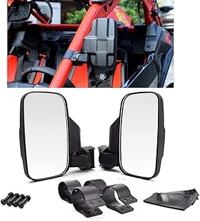 ConPus UTV Mirror, Side View Mirrors with 1.6" 1.75" to 2" Roll Bar Cage, Rear View Side Mirror for Polaris RZR Ranger 900 1000, Can Am Kawasaki Mule Yamaha Rhino Cage Shatter Proof Tempered Glass