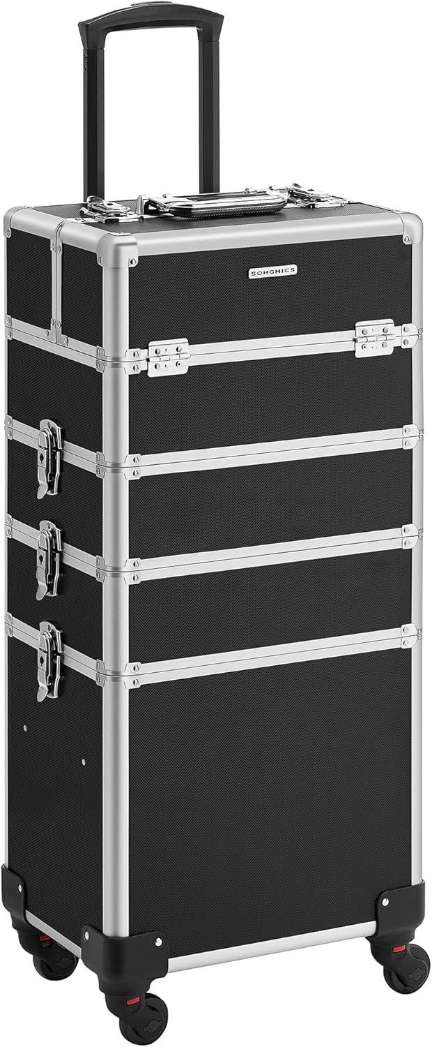 SONGMICS Professional Makeup Case, 4in1 Travel Beauty Trolley, Large