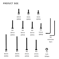 Vista 44 de Juego de 1225 tornillos de cabeza hexagonal M2 M3 M4 M5, tornillos de cabeza de zócalo de botón hexagonal, tornillos, tuercas, arandelas planas